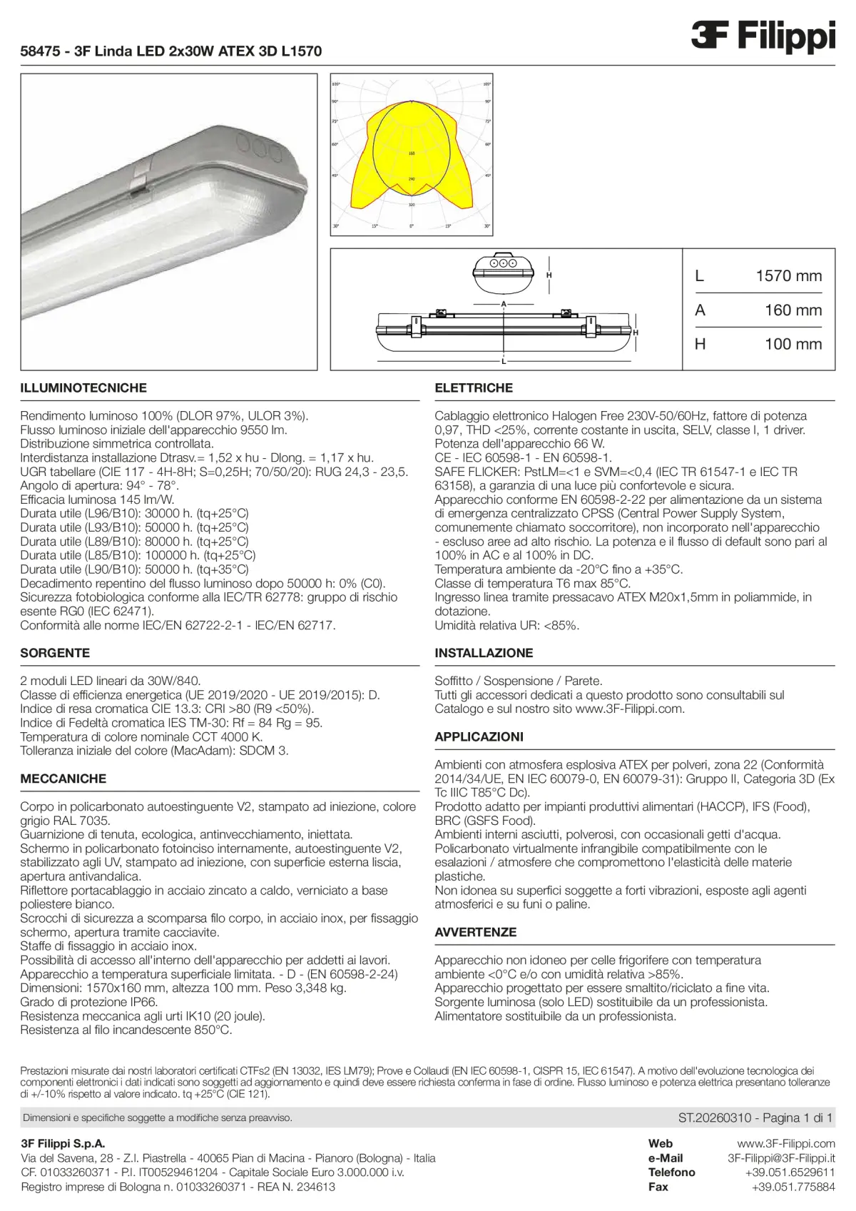 58475 - 3F Linda LED 2x30W ATEX 3D L1570 - Datasheet - it