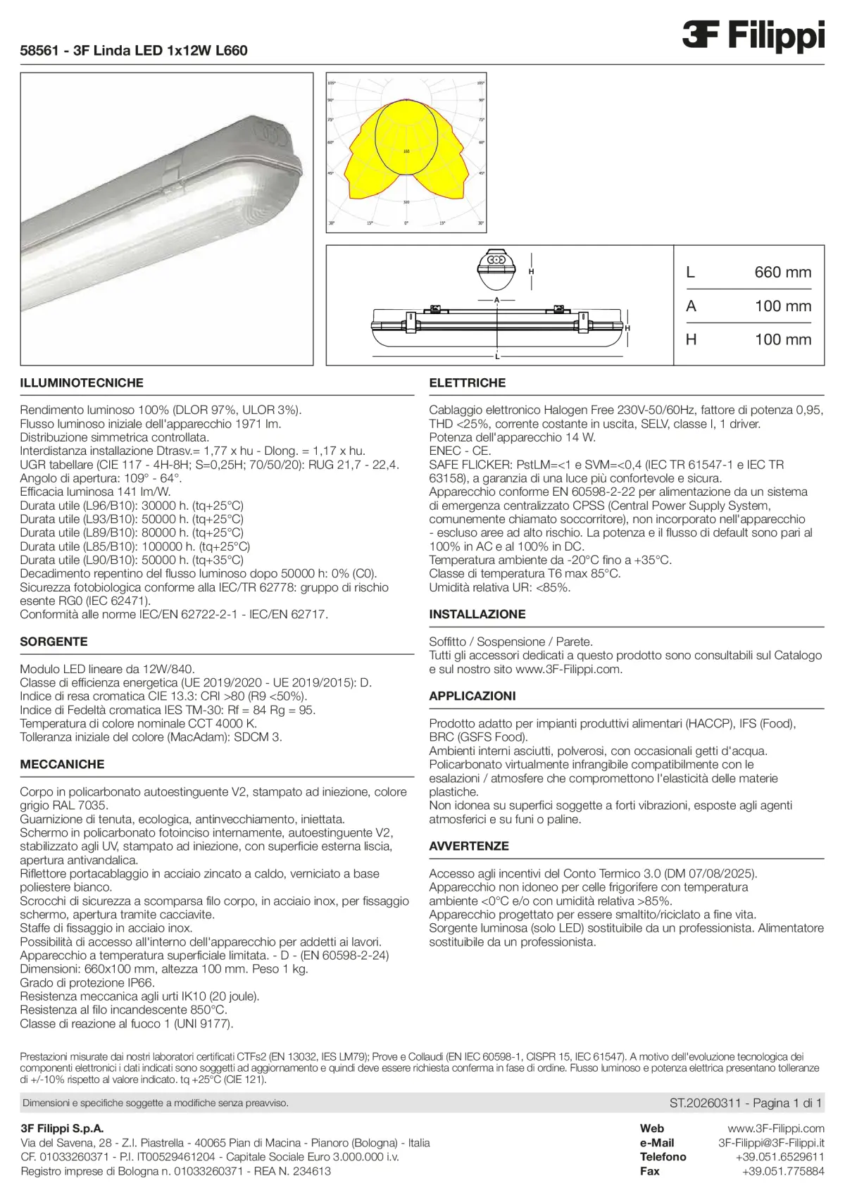58561 - 3F Linda LED 1x12W L660 - Datasheet - it