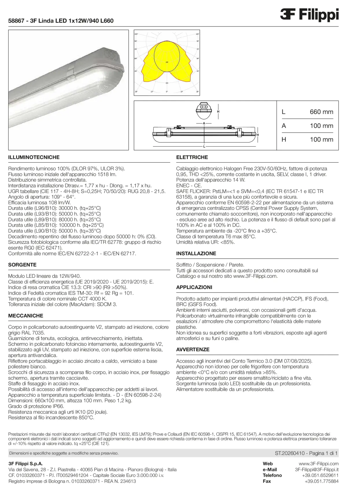 58867 - 3F Linda LED 1x12W-940 L660 - Datasheet - it