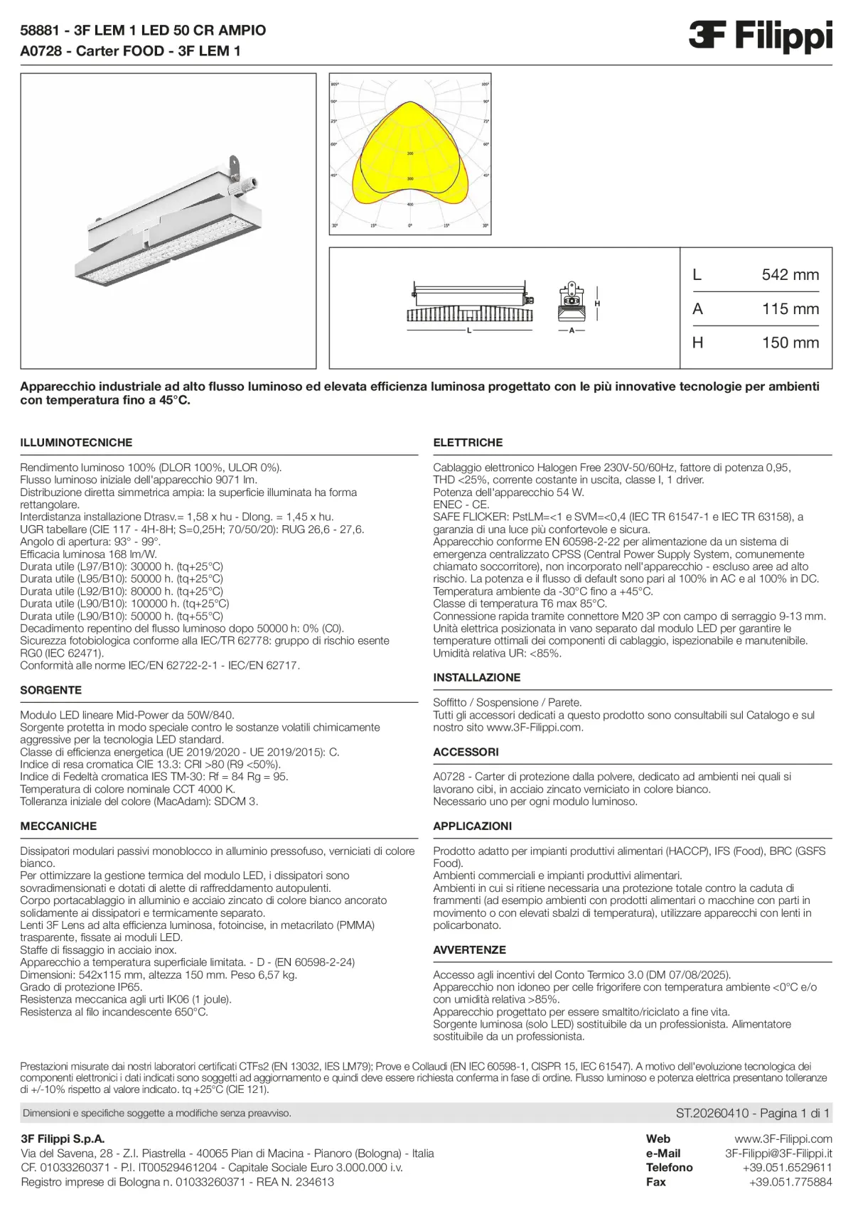 58881+A0728 - 3F LEM 1 LED 50 CR AMPIO + FOOD - Datasheet - it