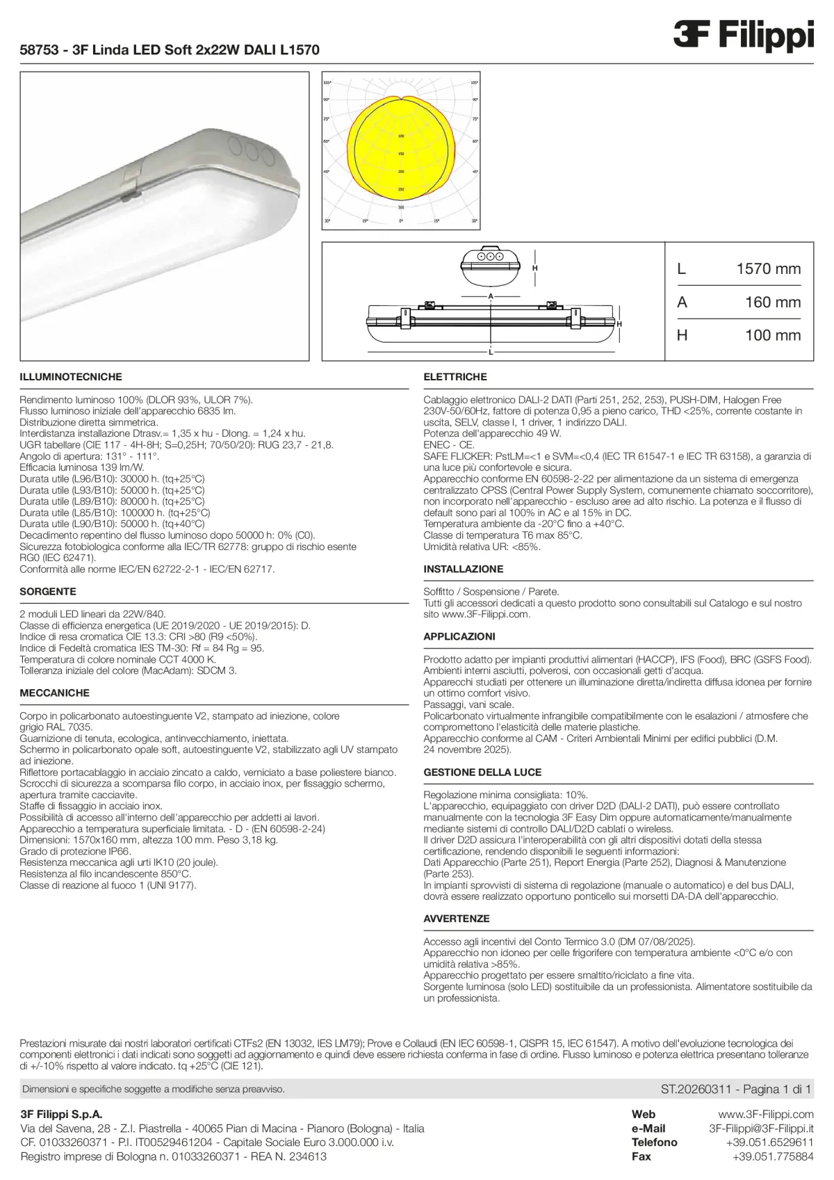 58753 - 3F Linda LED Soft 2x22W DALI L1570 - Datasheet - it