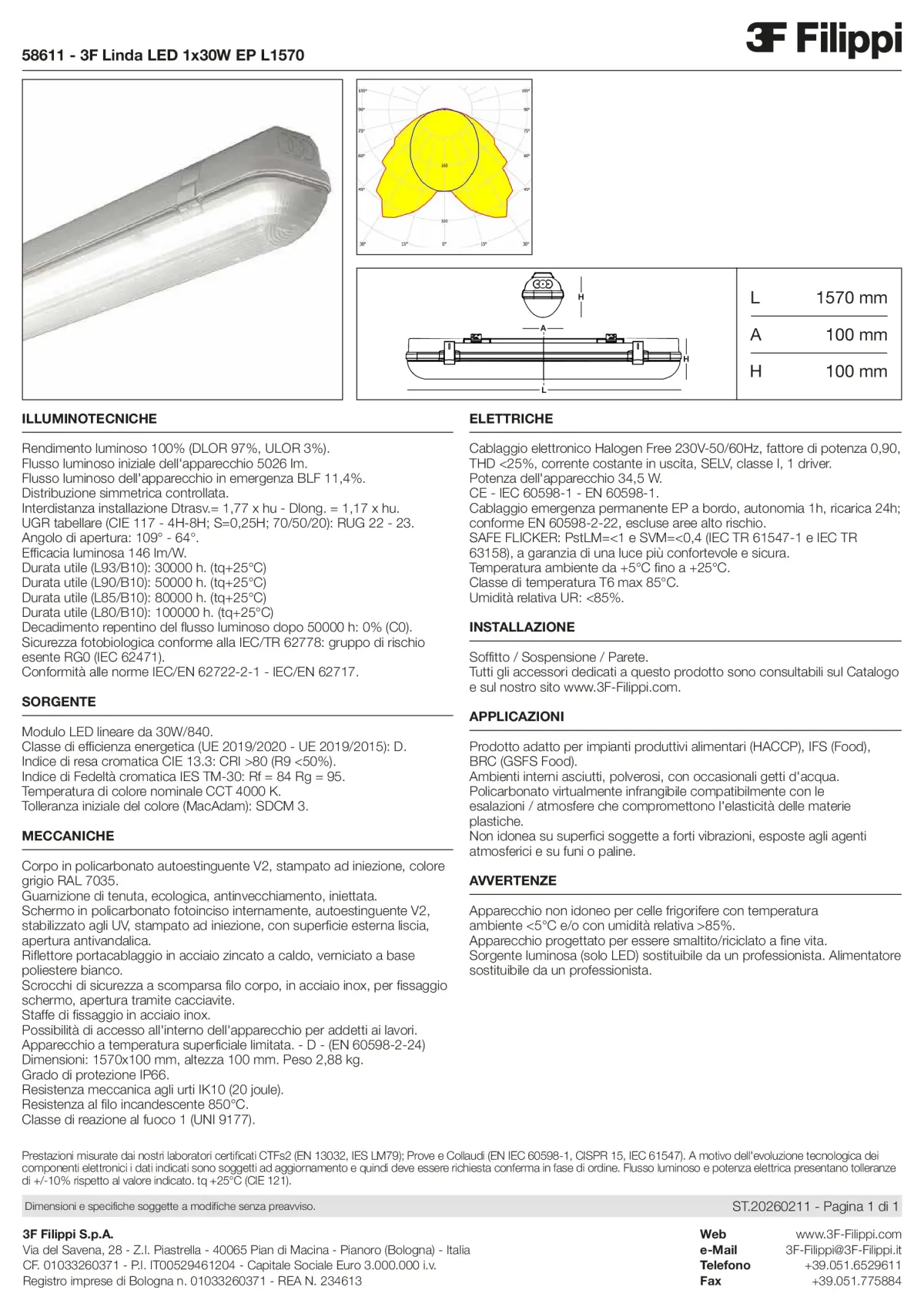 58611 - 3F Linda LED 1x30W EP L1570 - Datasheet - it