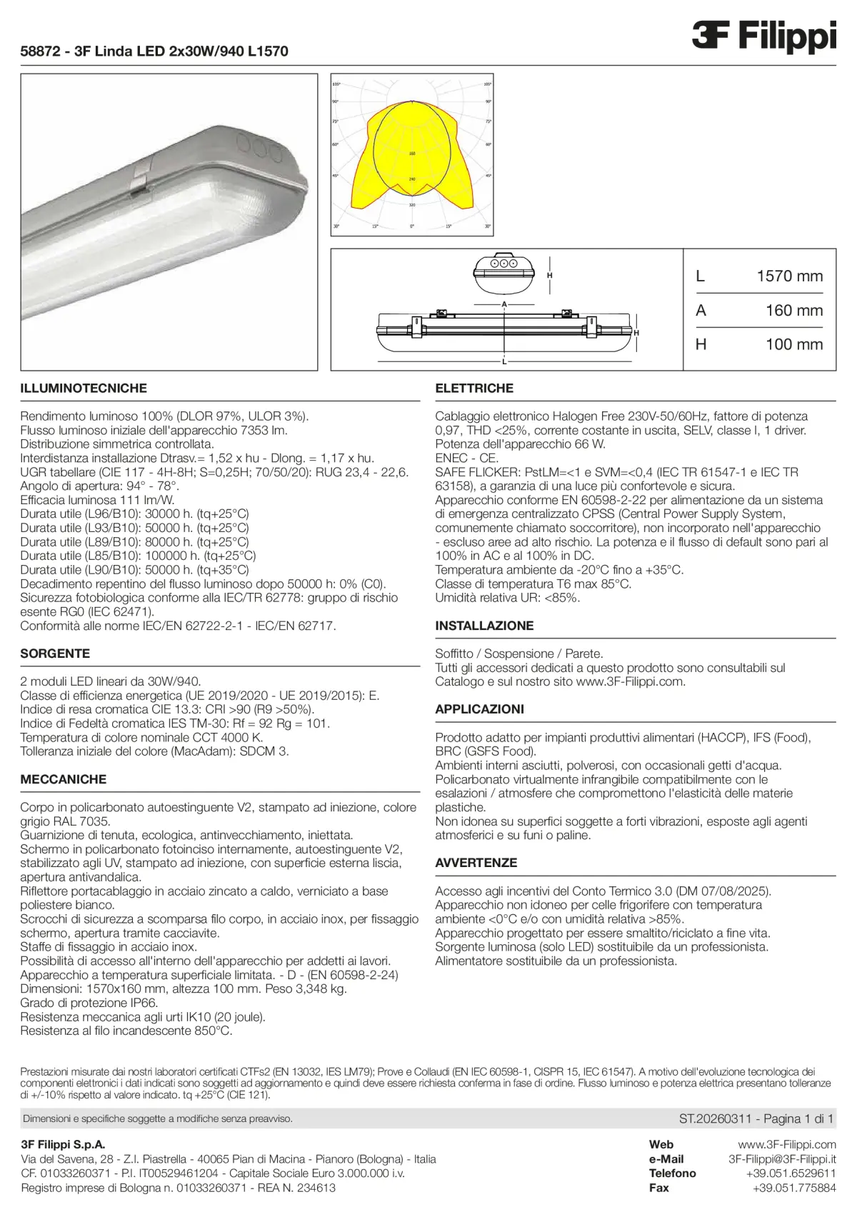58872 - 3F Linda LED 2x30W-940 L1570 - Datasheet - it
