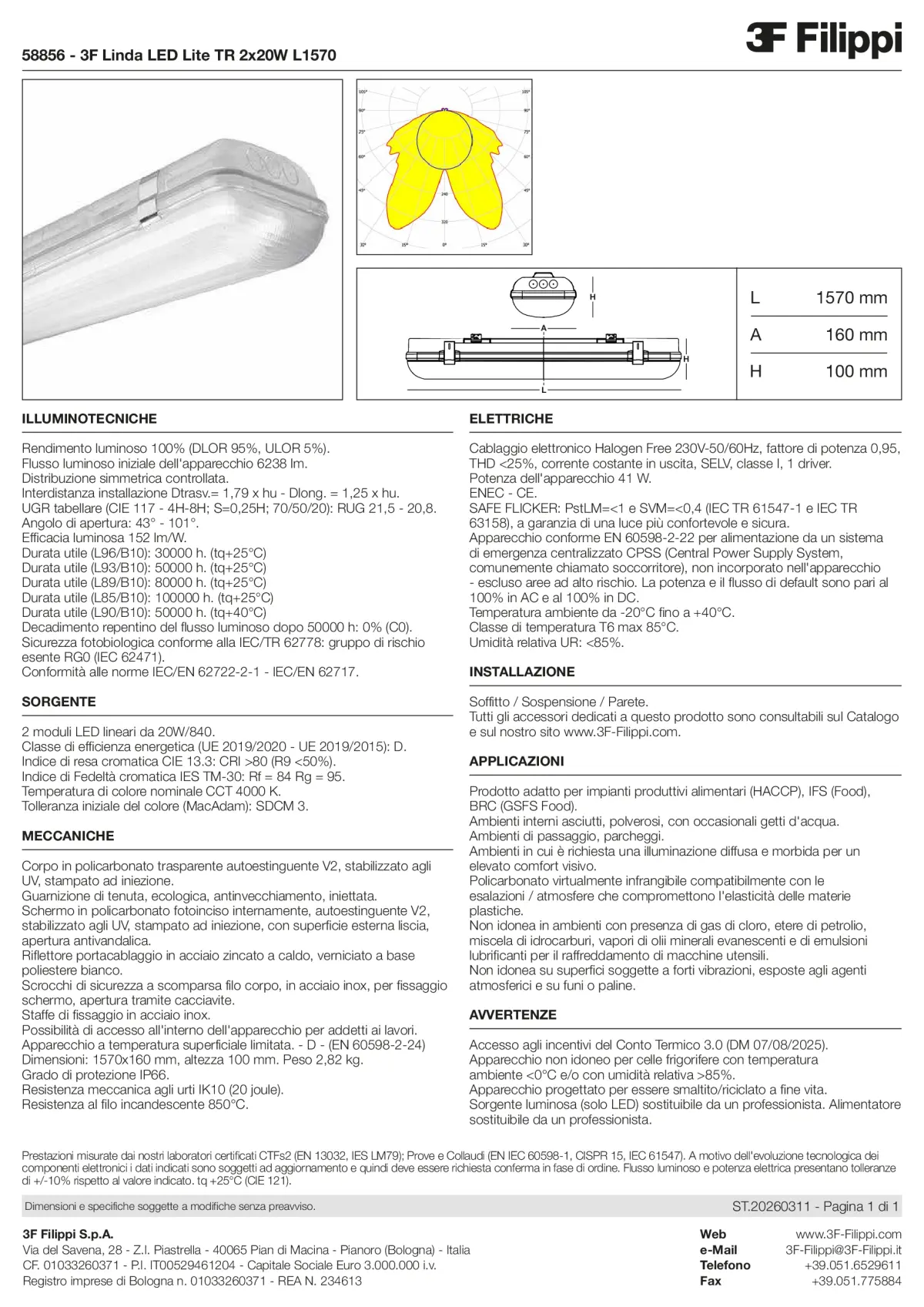 58856 - 3F Linda LED Lite TR 2x20W L1570 - Datasheet - it