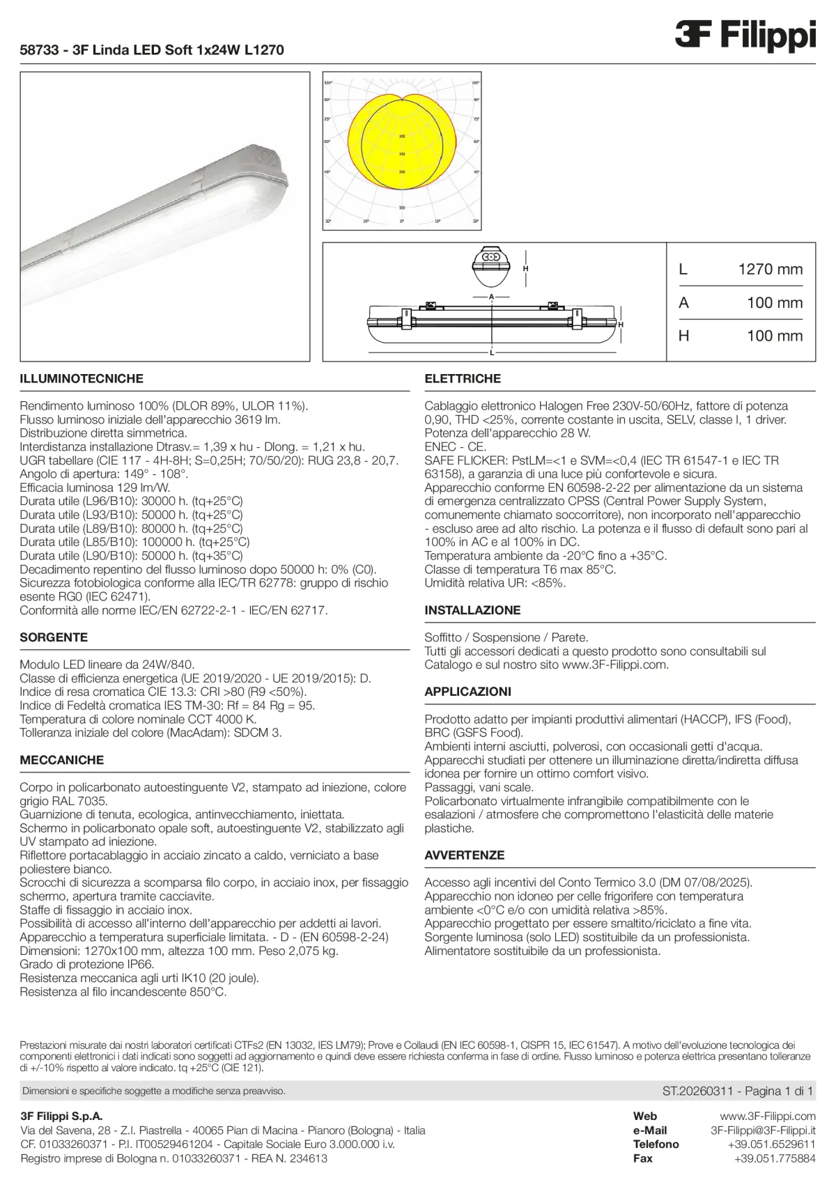 58733 - 3F Linda LED Soft 1x24W L1270 - Datasheet - it