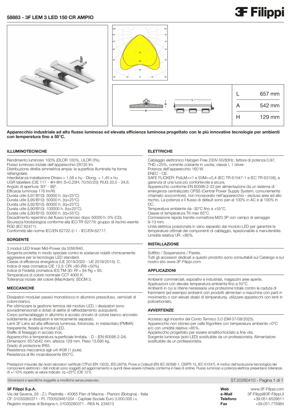 58883 - 3F LEM 3 LED 150 CR AMPIO - Datasheet - it