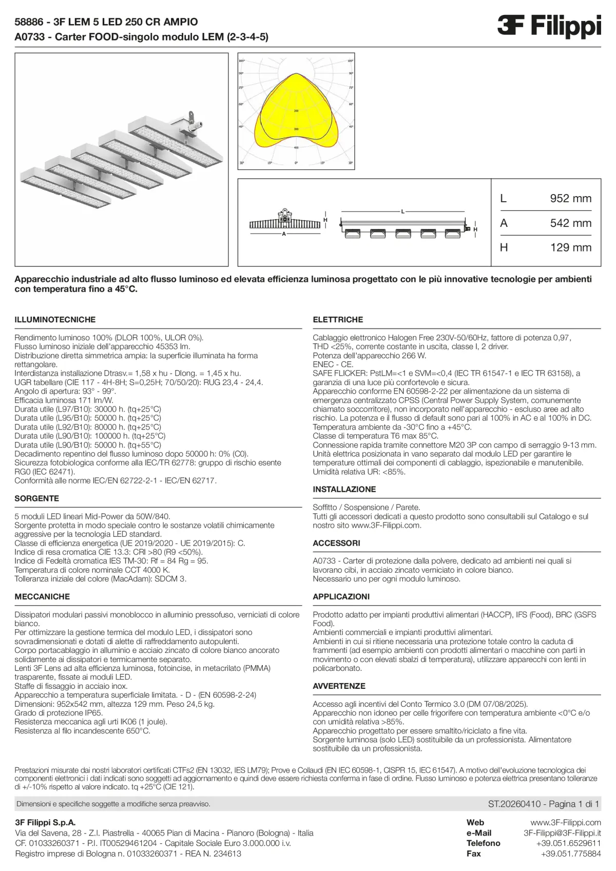 58886+A0733 - 3F LEM 5 LED 250 CR AMPIO + FOOD - Datasheet - it