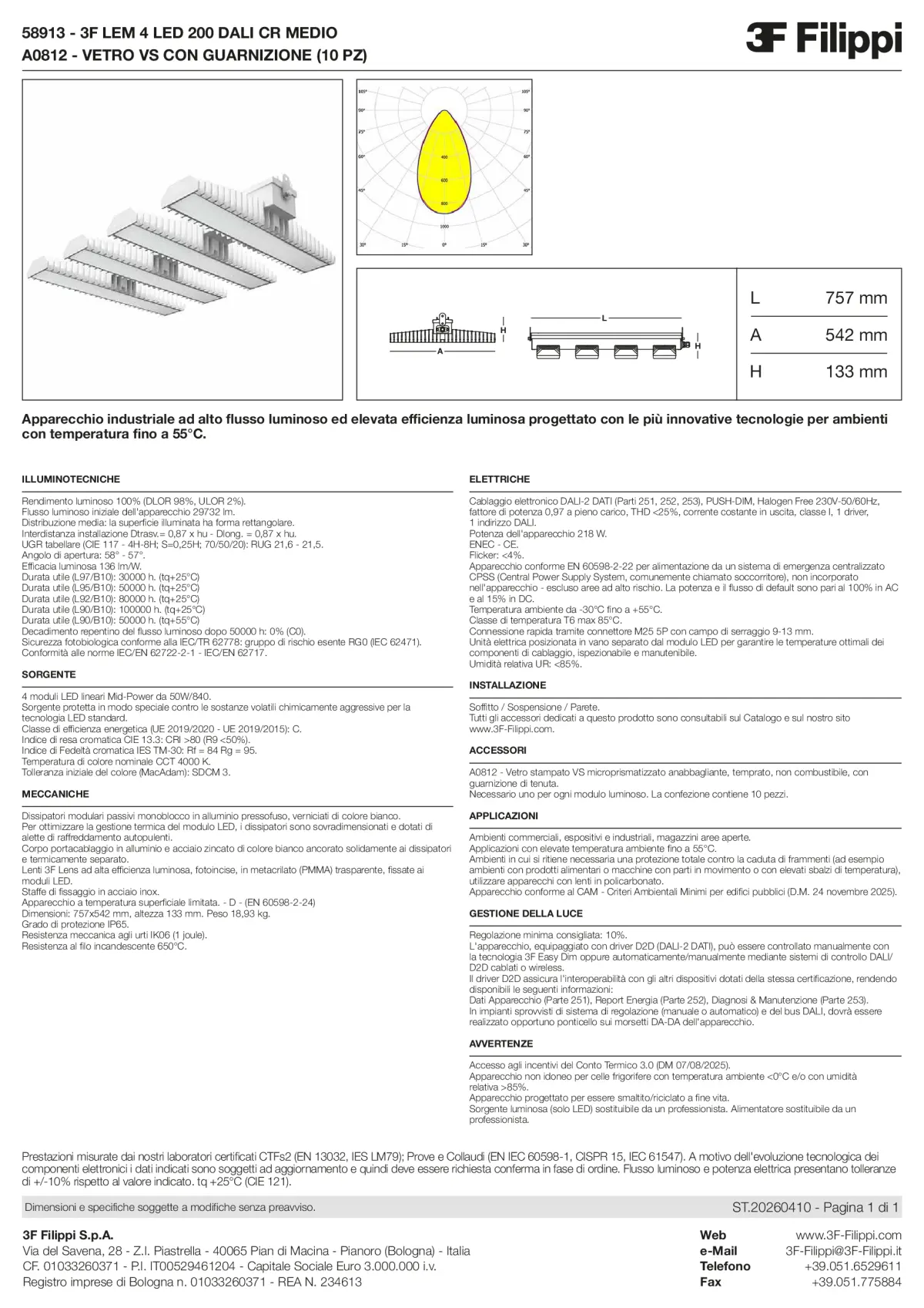 58913+A0812 - 3F LEM 4 LED 200 DALI CR MEDIO + VS - Datasheet - it