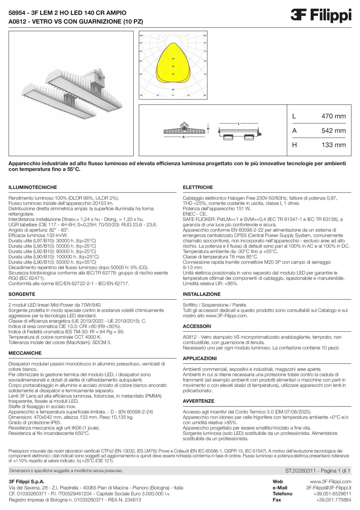 58954+A0812 - 3F LEM 2 HO LED 140 CR AMPIO + VS - Datasheet - it
