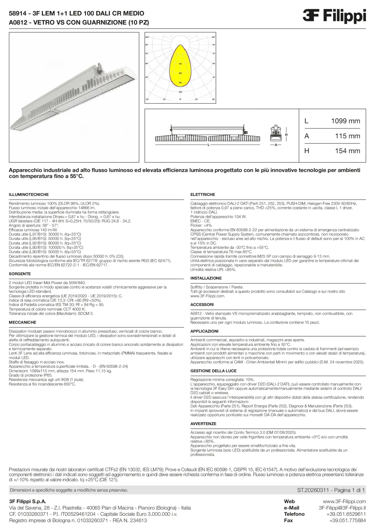 58914+A0812 - 3F LEM 1+1 LED 100 DALI CR MEDIO + VS - Datasheet - it