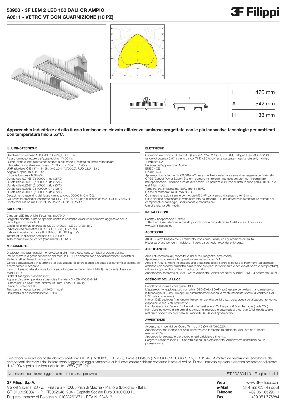 58900+A0811 - 3F LEM 2 LED 100 DALI CR AMPIO + VT - Datasheet - it