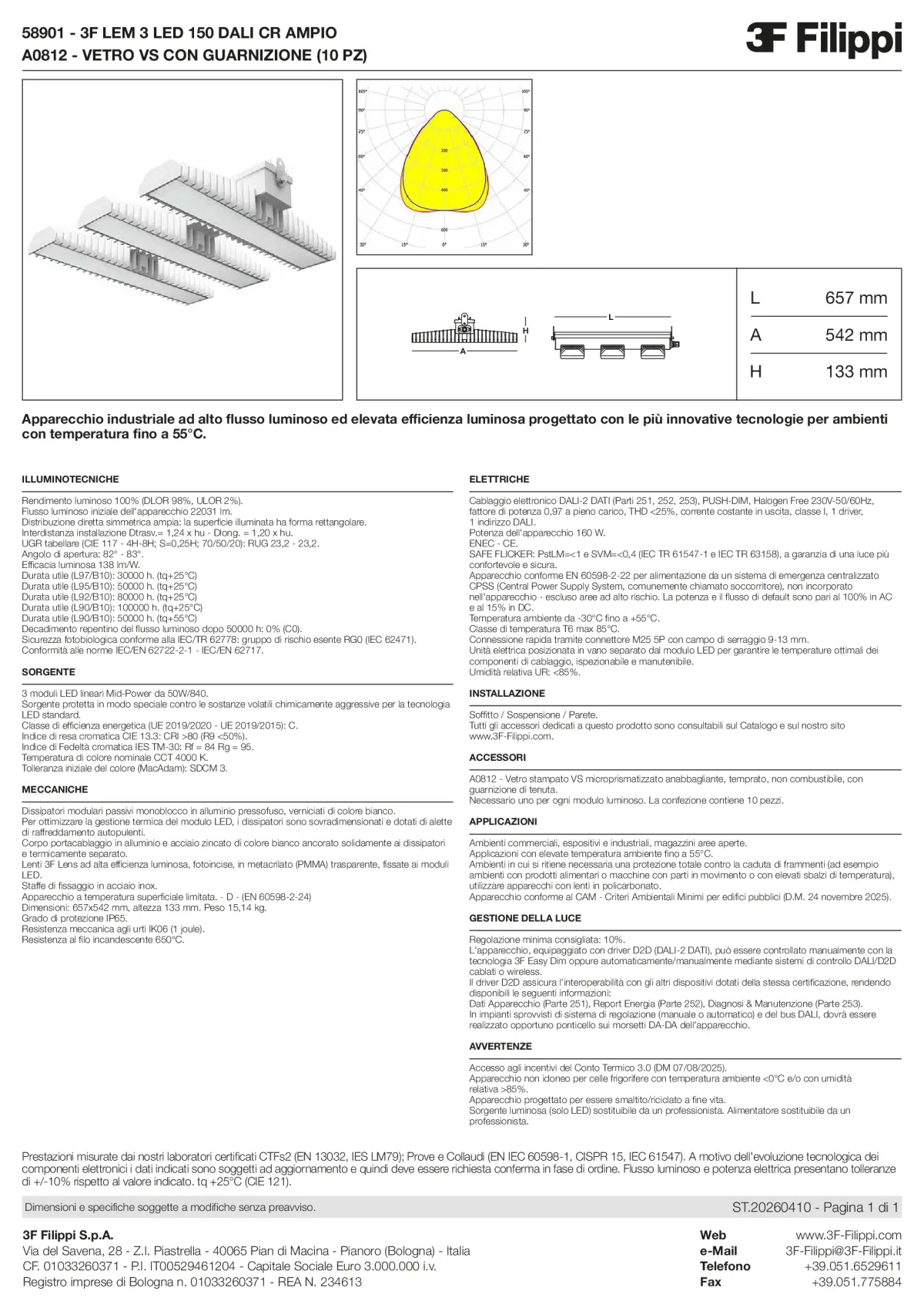 58901+A0812 - 3F LEM 3 LED 150 DALI CR AMPIO + VS - Datasheet - it