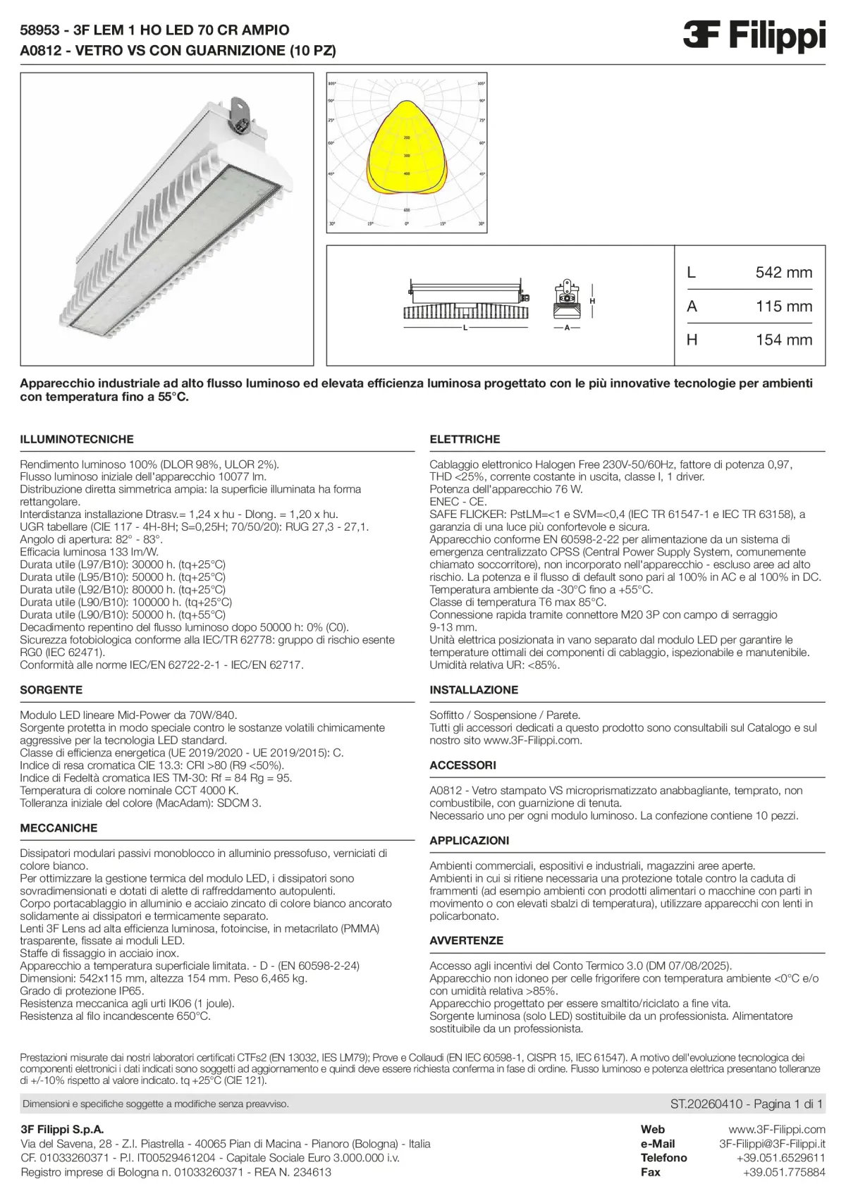 58953+A0812 - 3F LEM 1 HO LED 70 CR AMPIO + VS - Datasheet - it