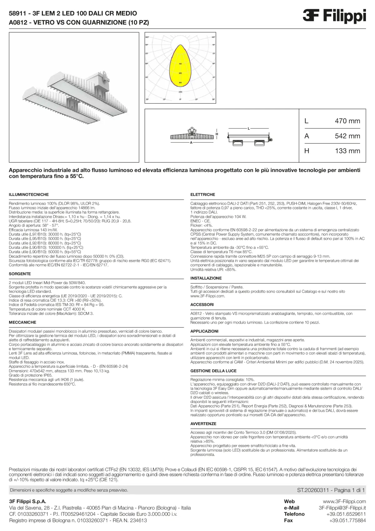 58911+A0812 - 3F LEM 2 LED 100 DALI CR MEDIO + VS - Datasheet - it