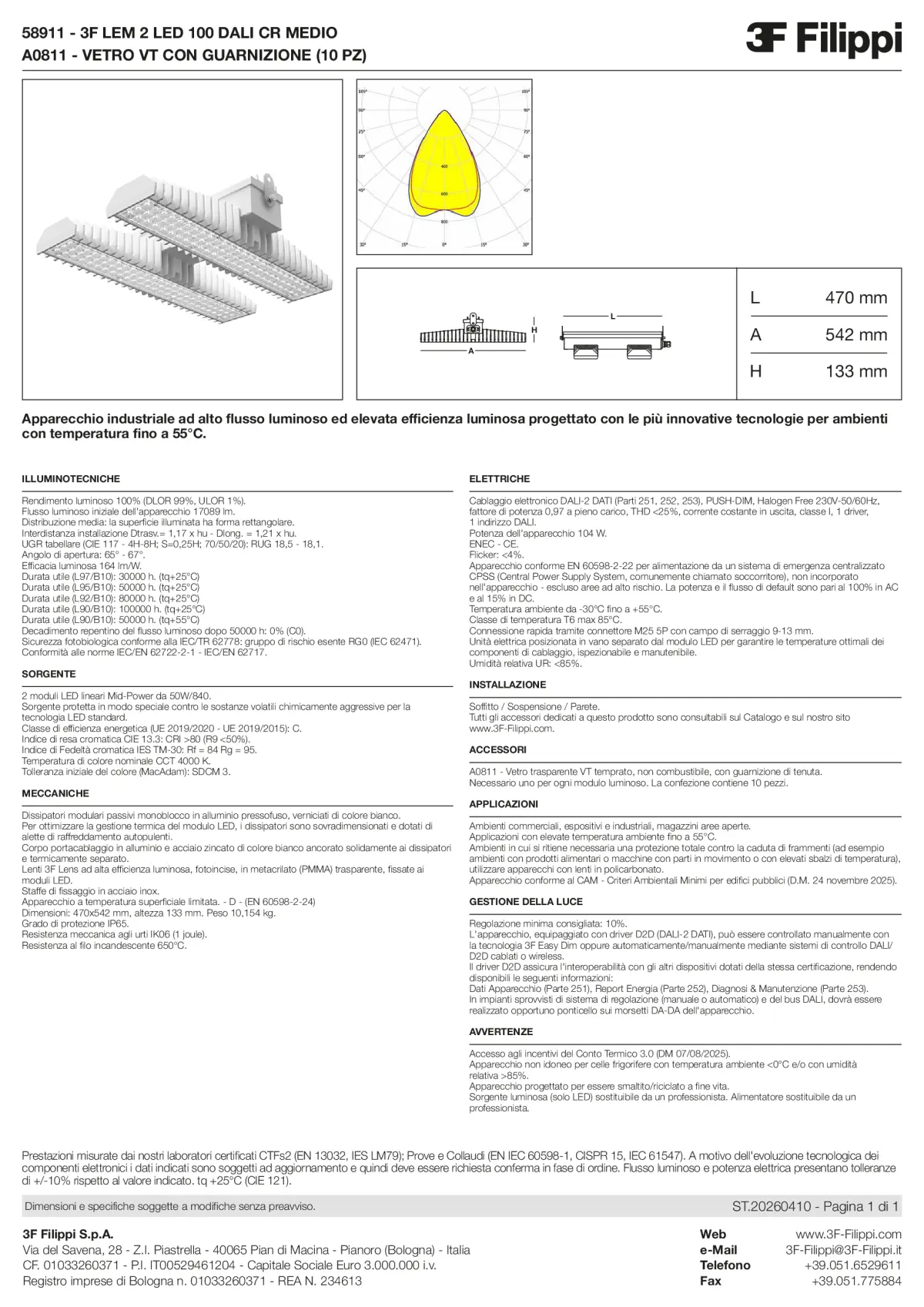 58911+A0811 - 3F LEM 2 LED 100 DALI CR MEDIO + VT - Datasheet - it