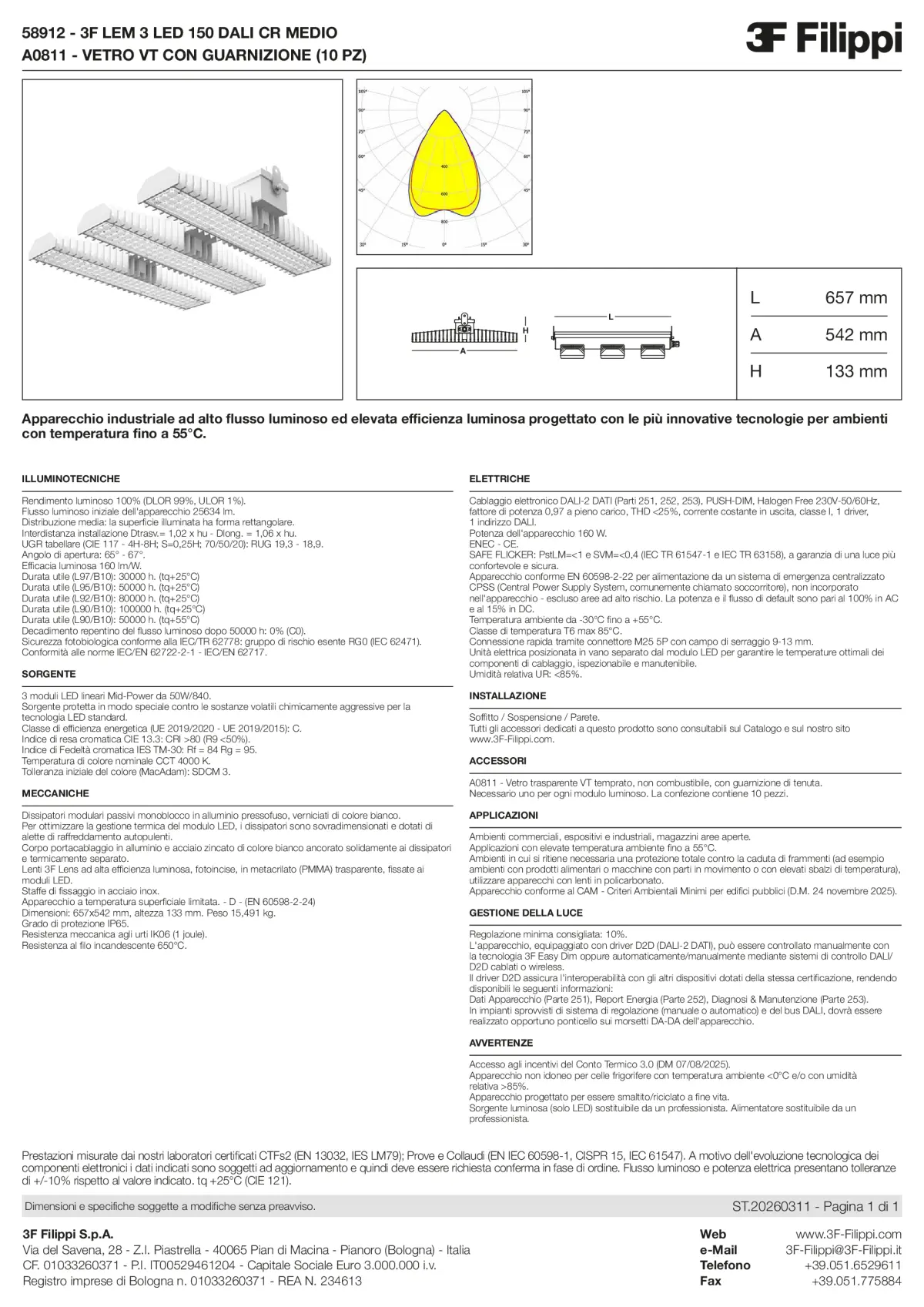 58912+A0811 - 3F LEM 3 LED 150 DALI CR MEDIO + VT - Datasheet - it