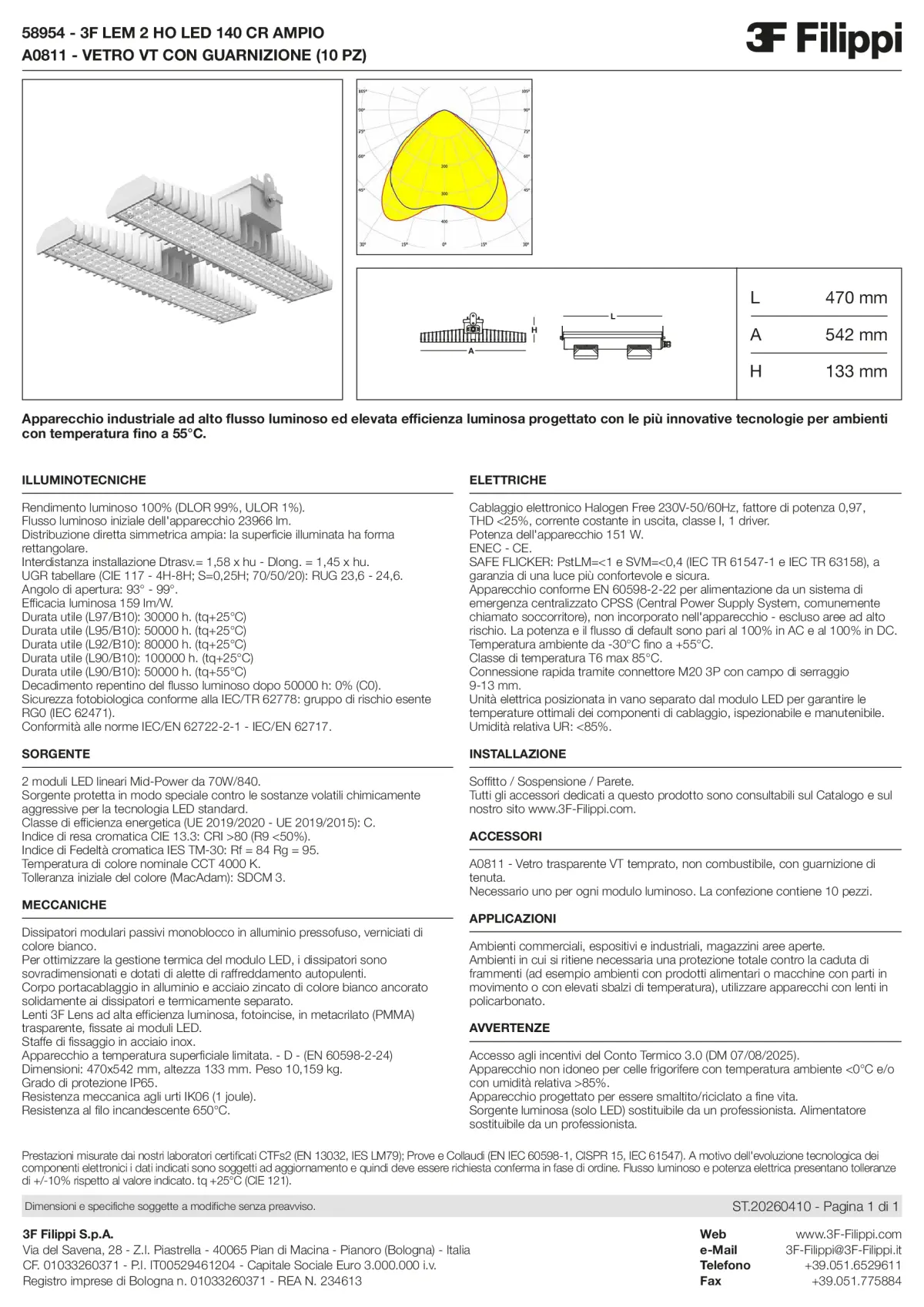58954+A0811 - 3F LEM 2 HO LED 140 CR AMPIO + VT - Datasheet - it