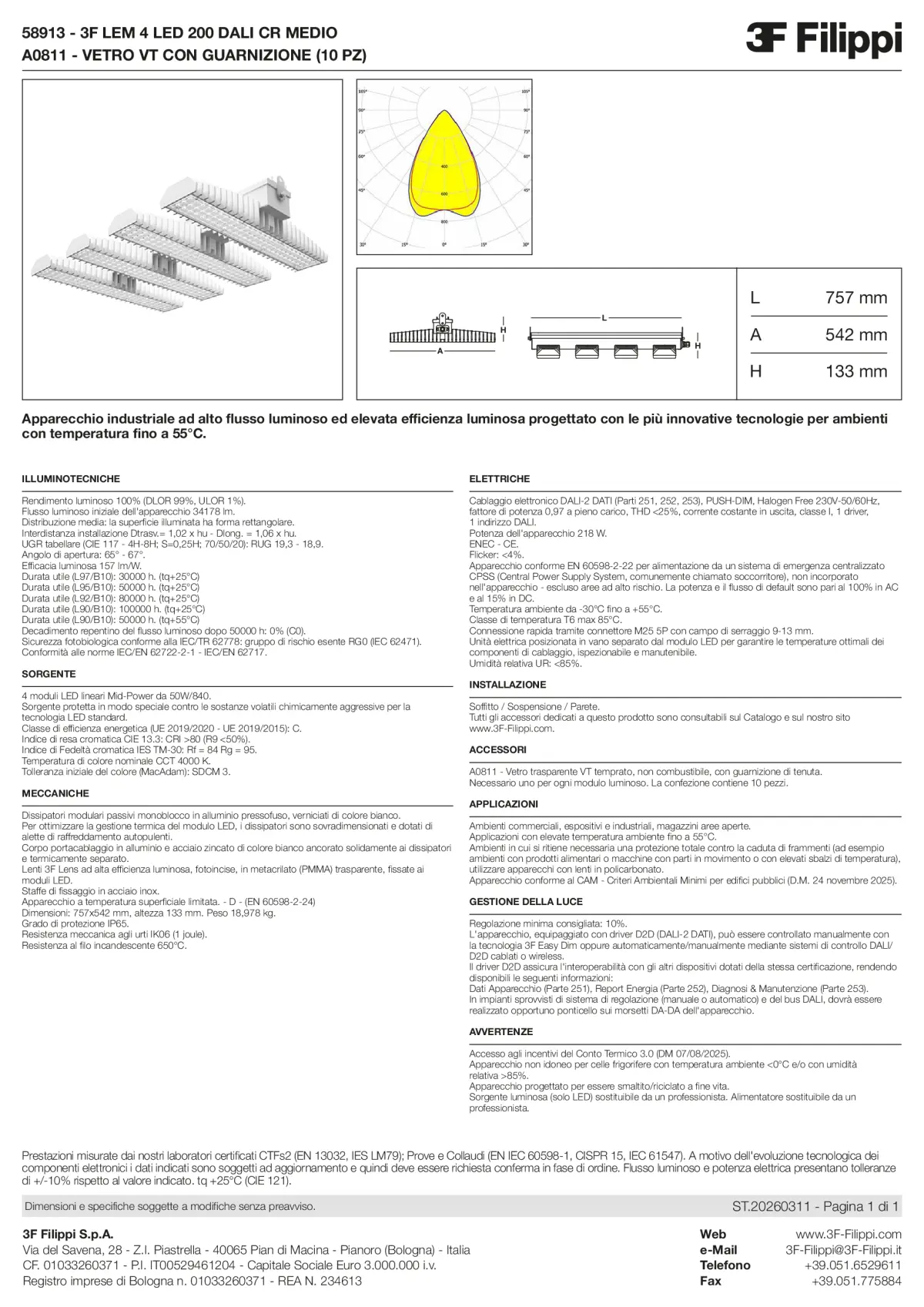 58913+A0811 - 3F LEM 4 LED 200 DALI CR MEDIO + VT - Datasheet - it
