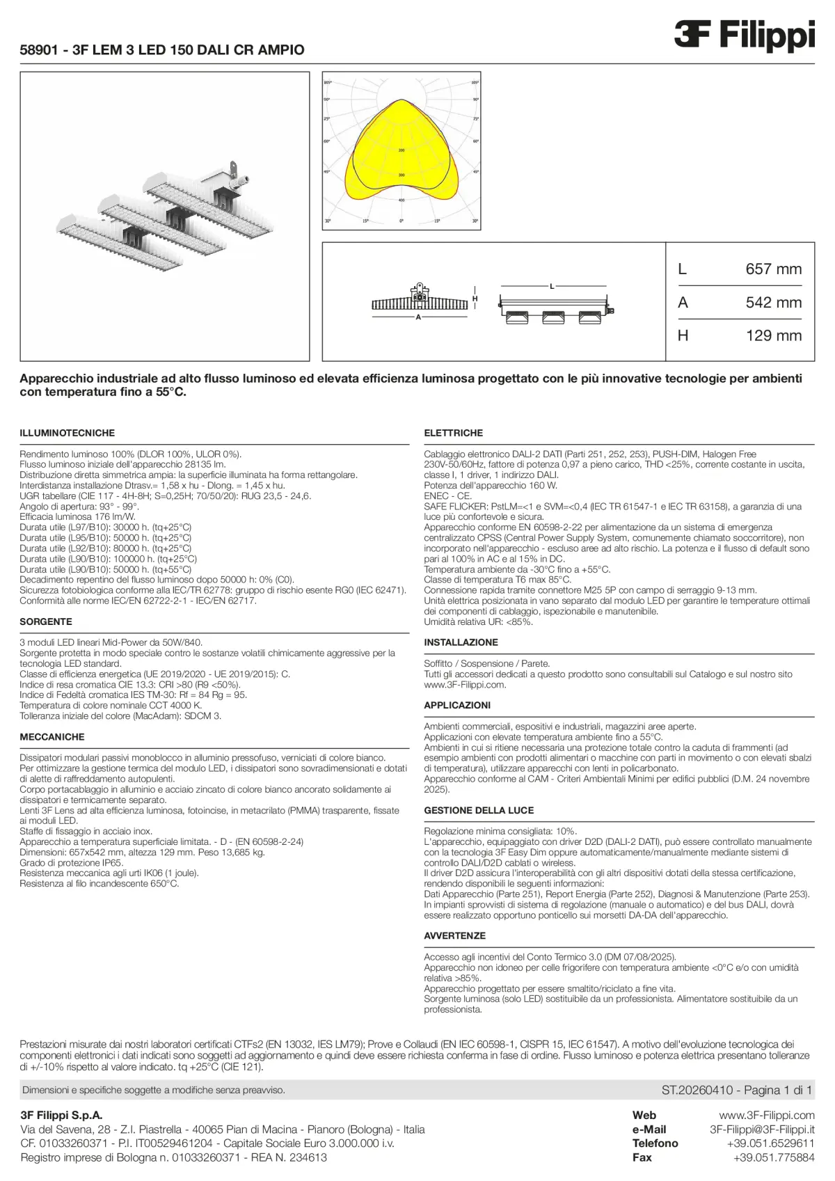 58901 - 3F LEM 3 LED 150 DALI CR AMPIO - Datasheet - it