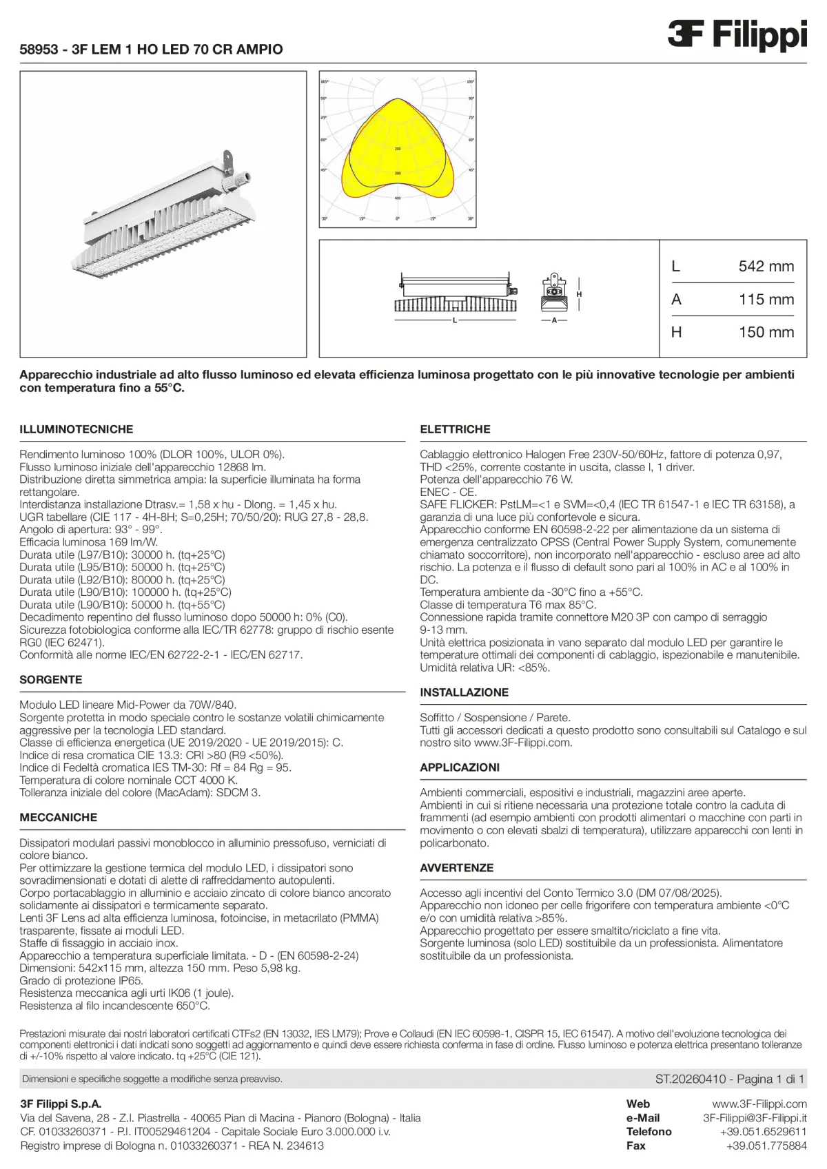 58953 - 3F LEM 1 HO LED 70 CR AMPIO - Datasheet - it