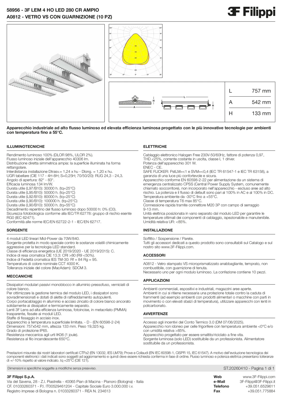 58956+A0812 - 3F LEM 4 HO LED 280 CR AMPIO + VS - Datasheet - it