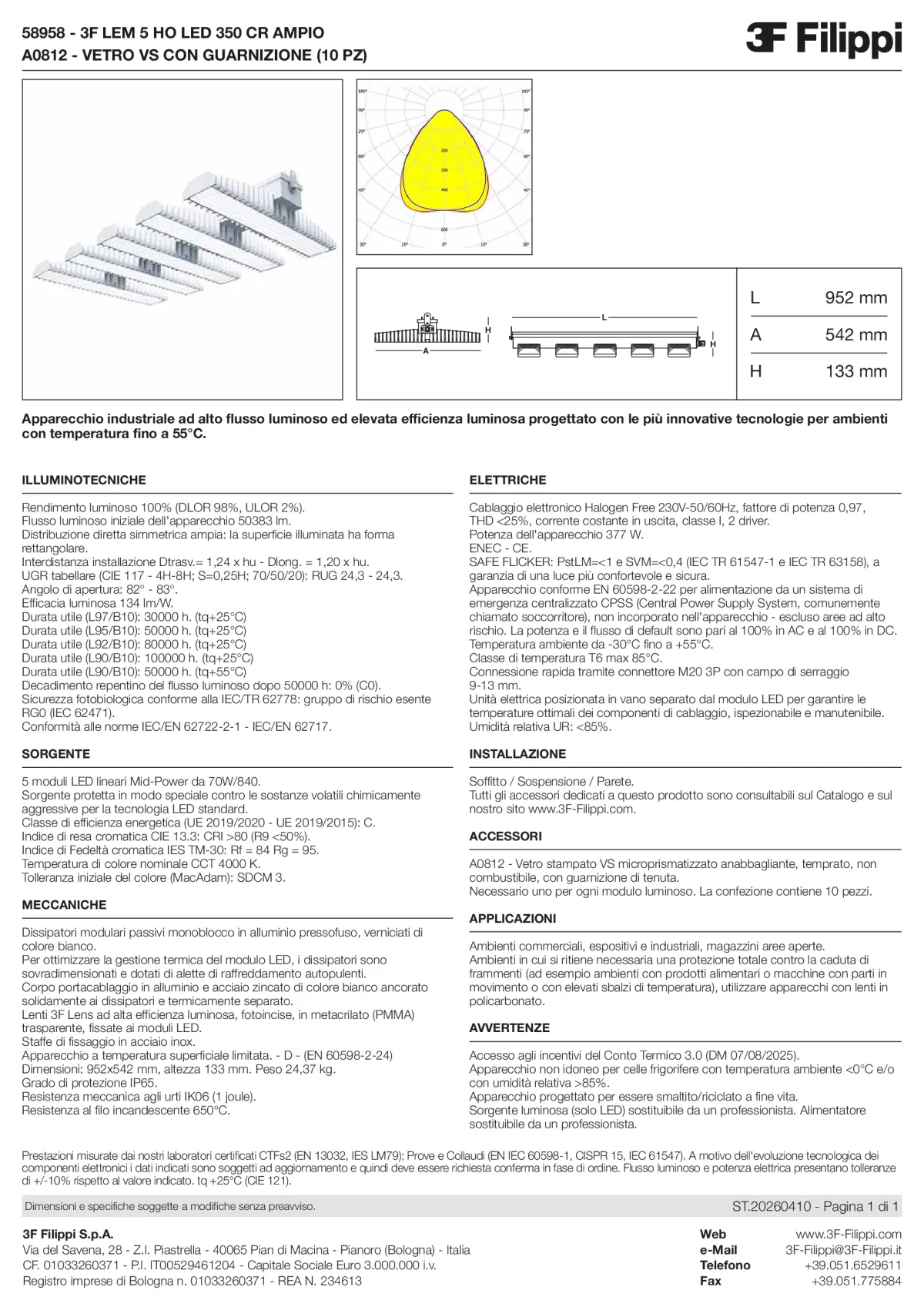 58958+A0812 - 3F LEM 5 HO LED 350 CR AMPIO + VS - Datasheet - it