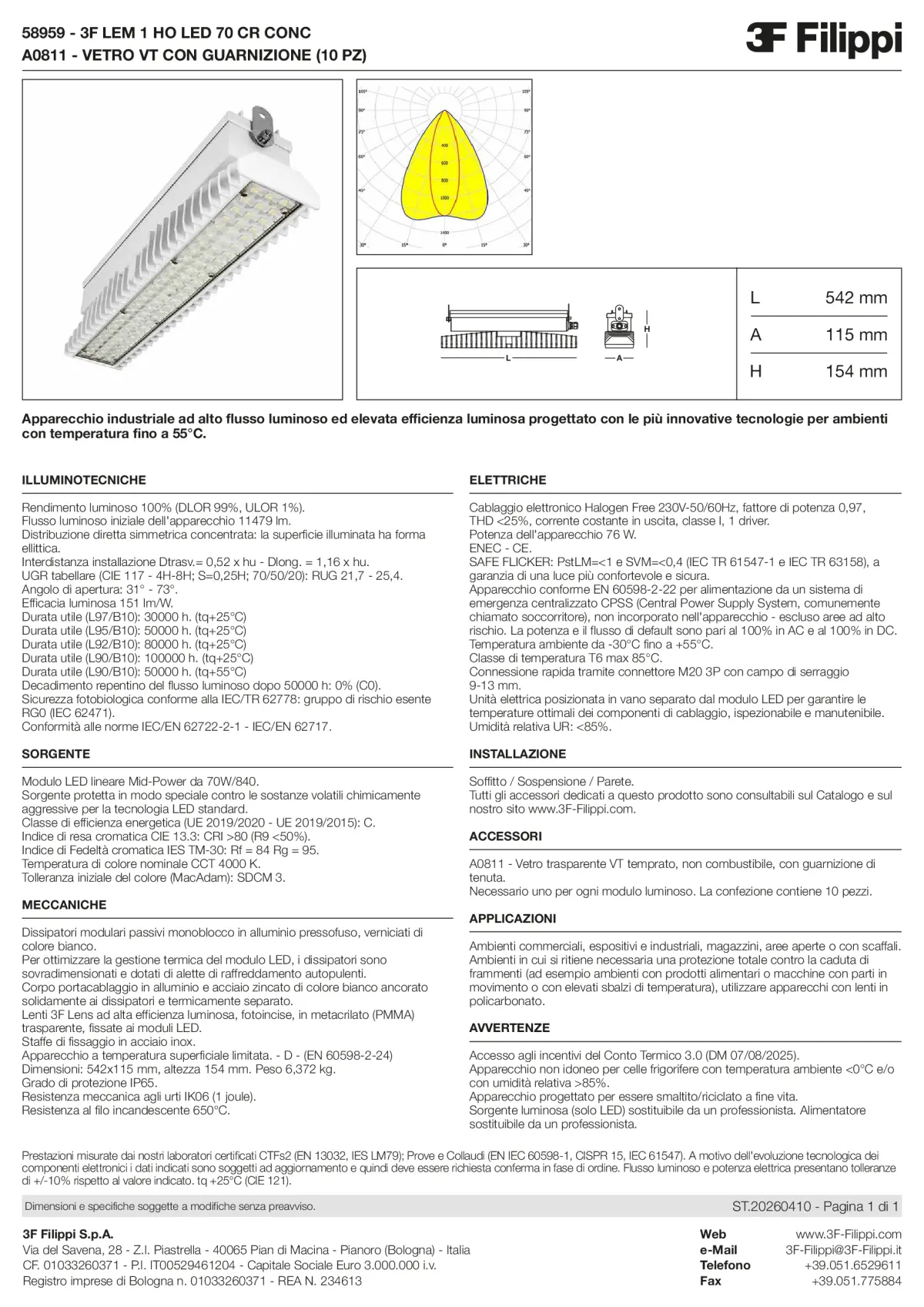 58959+A0811 - 3F LEM 1 HO LED 70 CR CONC + VT - Datasheet - it
