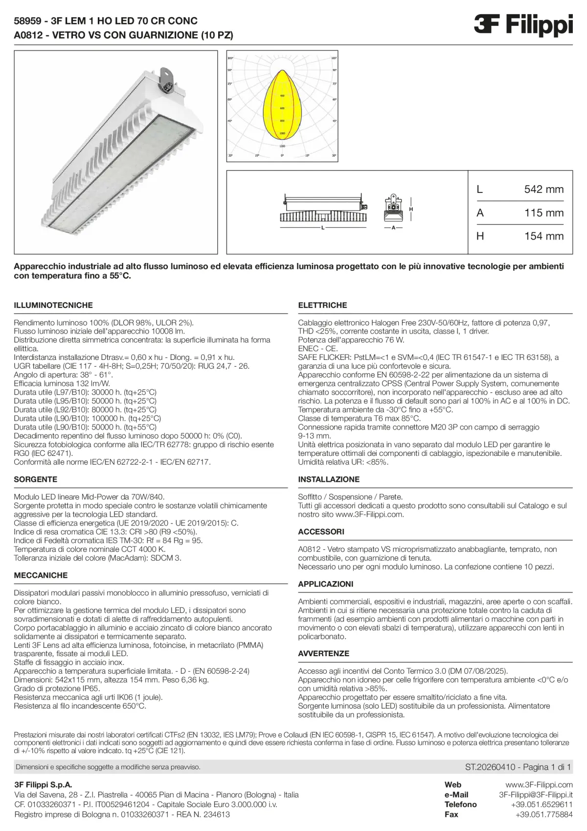 58959+A0812 - 3F LEM 1 HO LED 70 CR CONC + VS - Datasheet - it