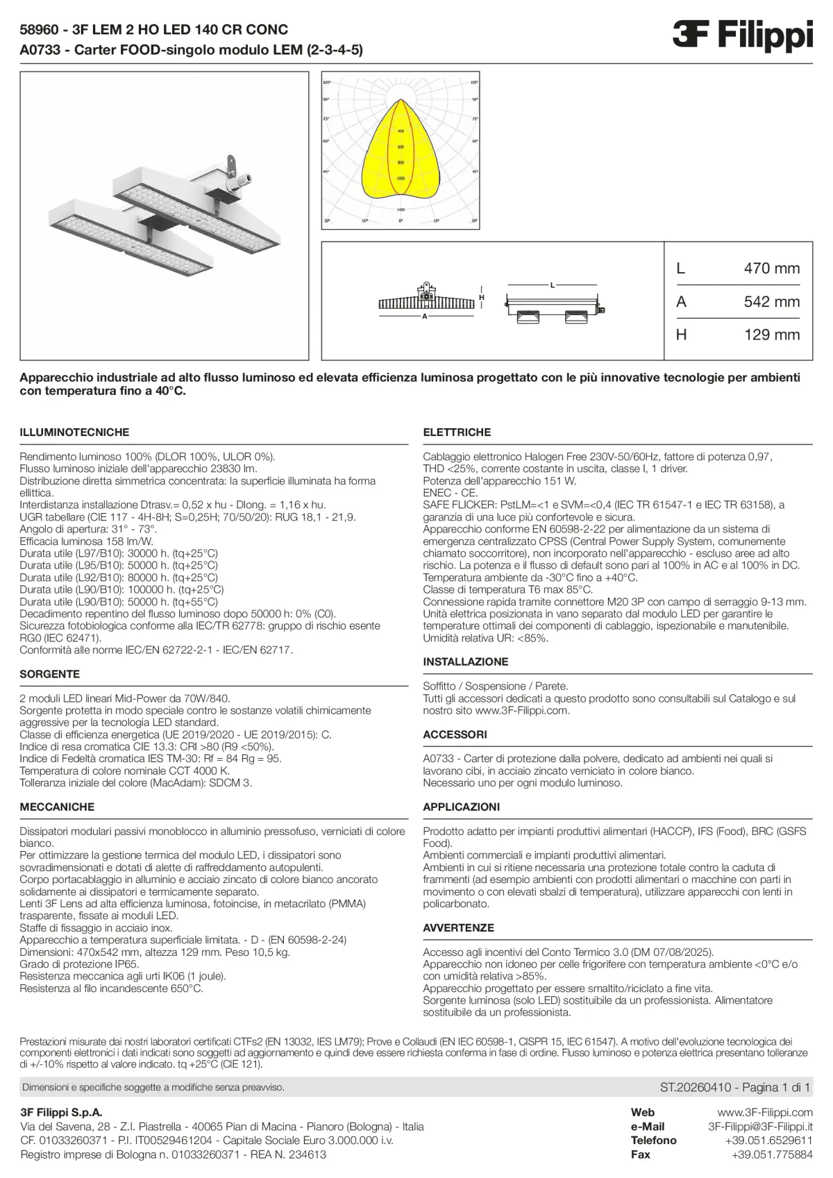 58960+A0733 - 3F LEM 2 HO LED 140 CR CONC + FOOD - Datasheet - it