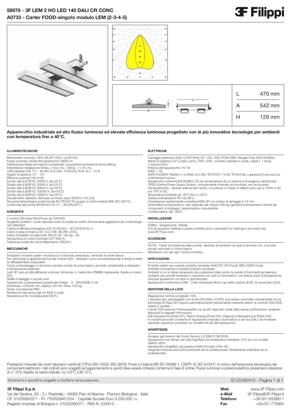 58978+A0733 - 3F LEM 2 HO LED 140 DALI CR CONC + FOOD - Datasheet - it