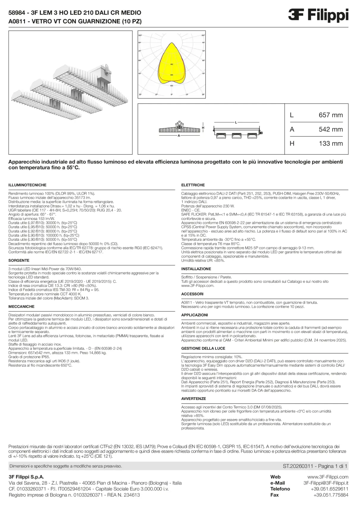 58984+A0811 - 3F LEM 3 HO LED 210 DALI CR MEDIO + VT - Datasheet - it