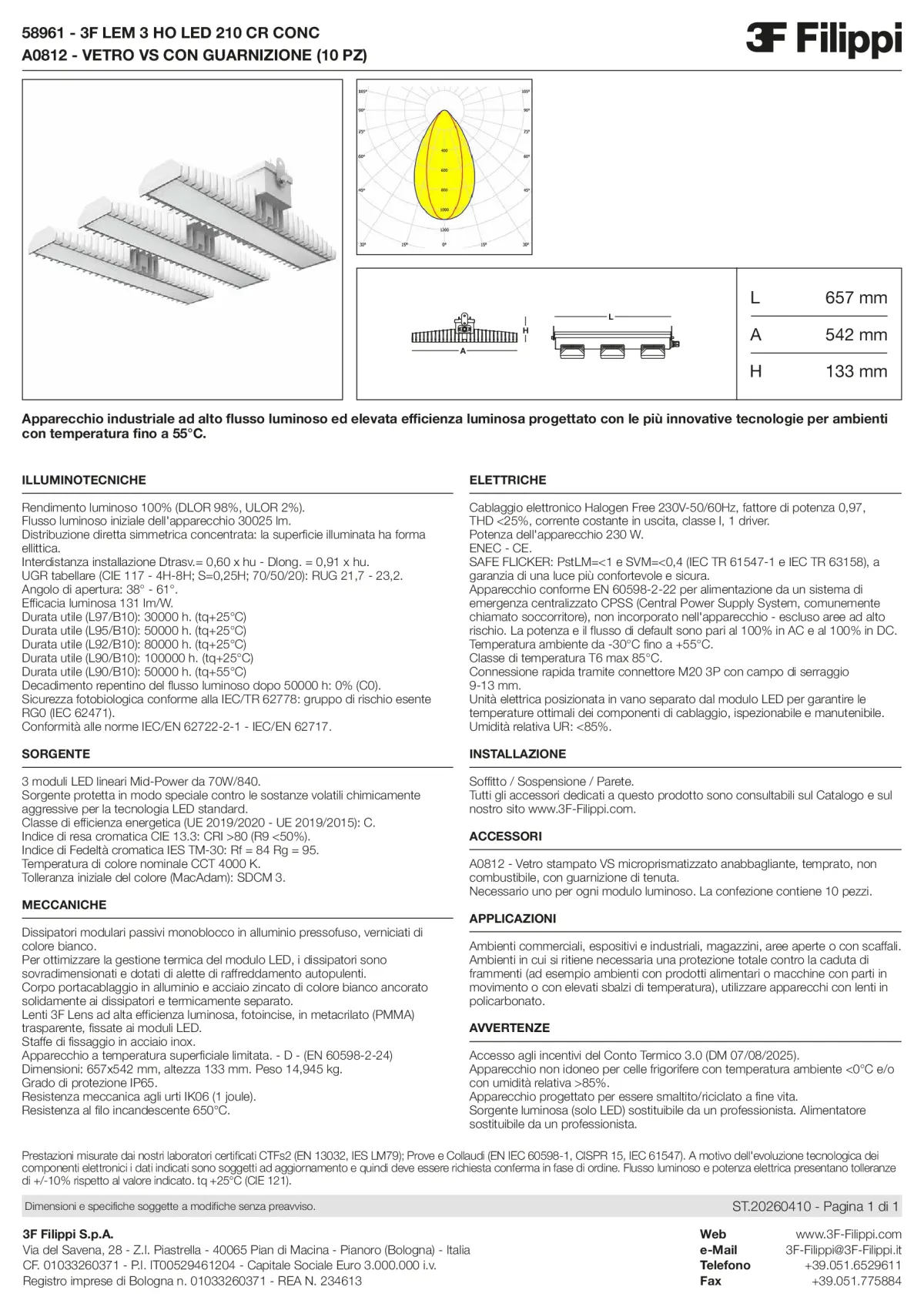 58961+A0812 - 3F LEM 3 HO LED 210 CR CONC + VS - Datasheet - it