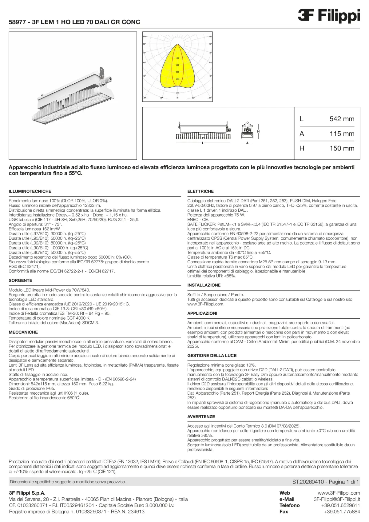 58977 - 3F LEM 1 HO LED 70 DALI CR CONC - Datasheet - it