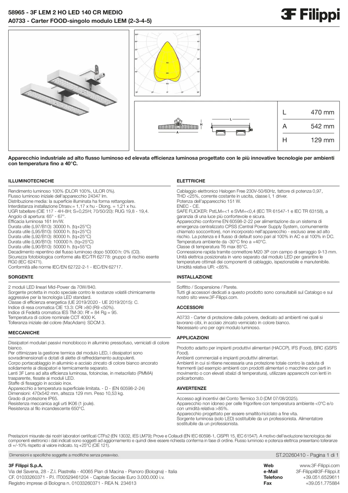 58965+A0733 - 3F LEM 2 HO LED 140 CR MEDIO + FOOD - Datasheet - it