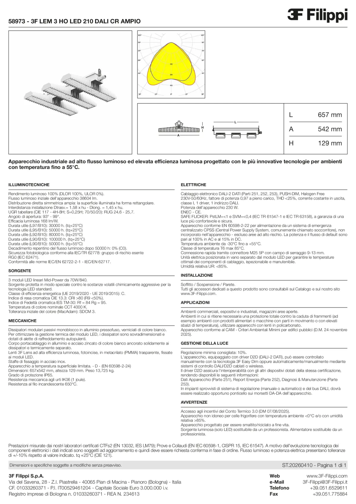 58973 - 3F LEM 3 HO LED 210 DALI CR AMPIO - Datasheet - it