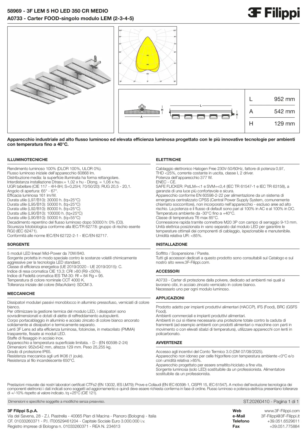 58969+A0733 - 3F LEM 5 HO LED 350 CR MEDIO + FOOD - Datasheet - it