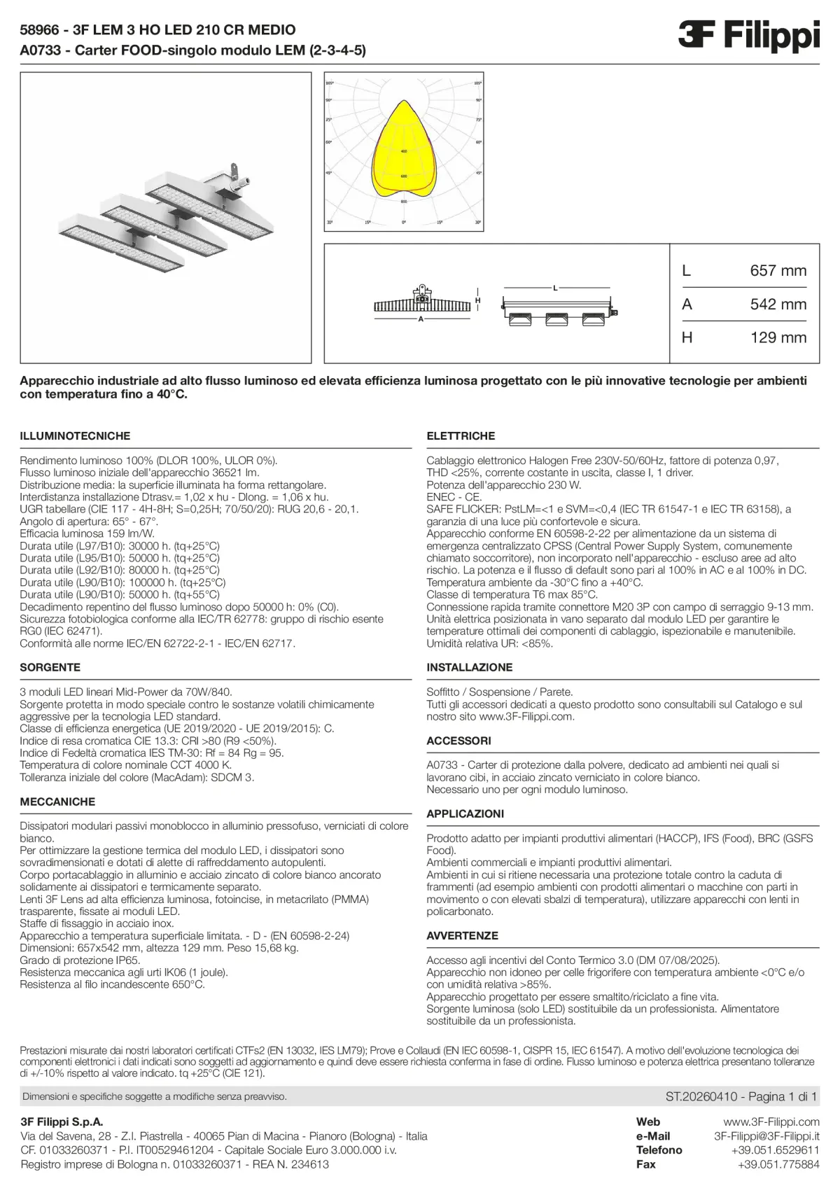 58966+A0733 - 3F LEM 3 HO LED 210 CR MEDIO + FOOD - Datasheet - it