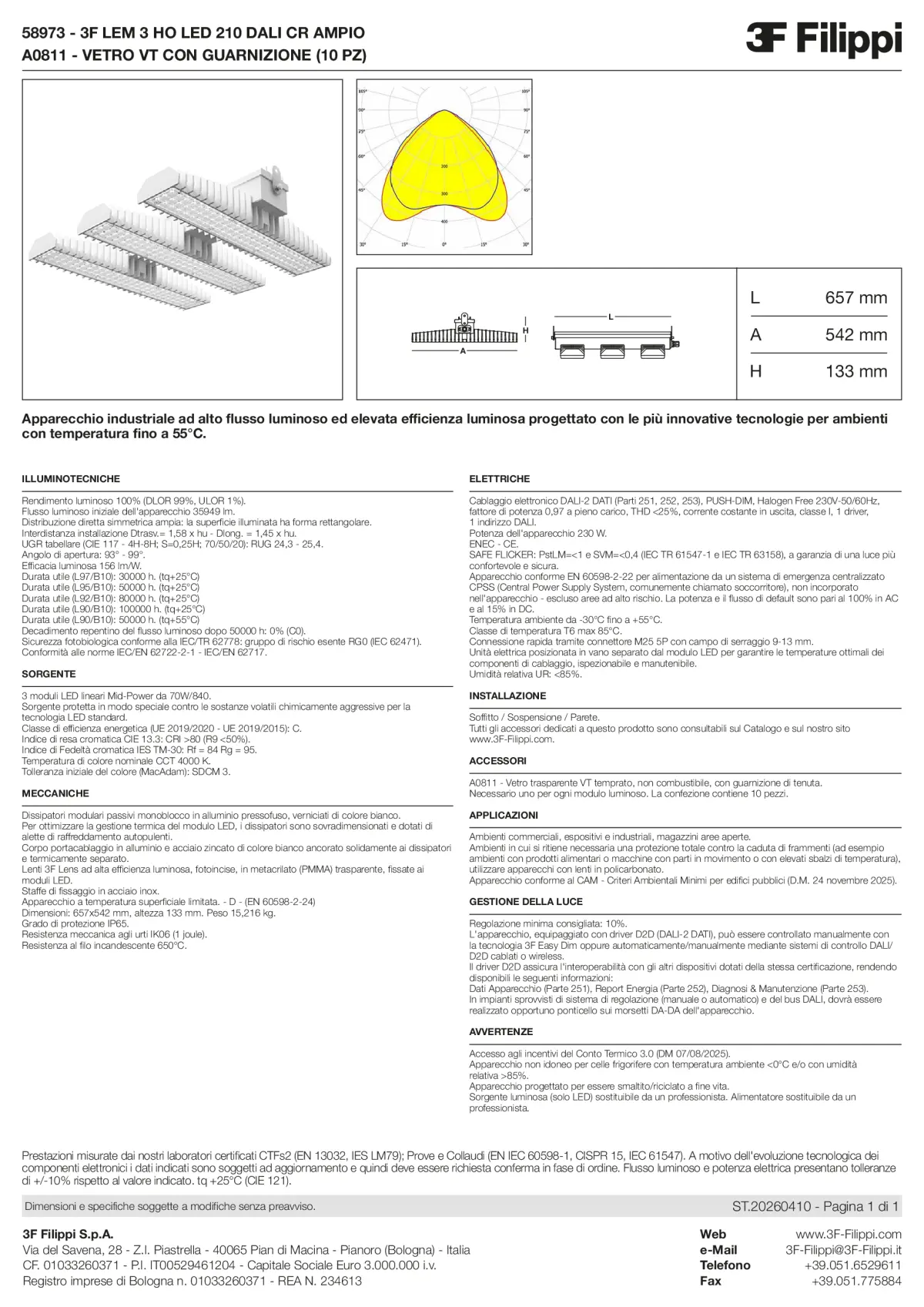 58973+A0811 - 3F LEM 3 HO LED 210 DALI CR AMPIO + VT - Datasheet - it