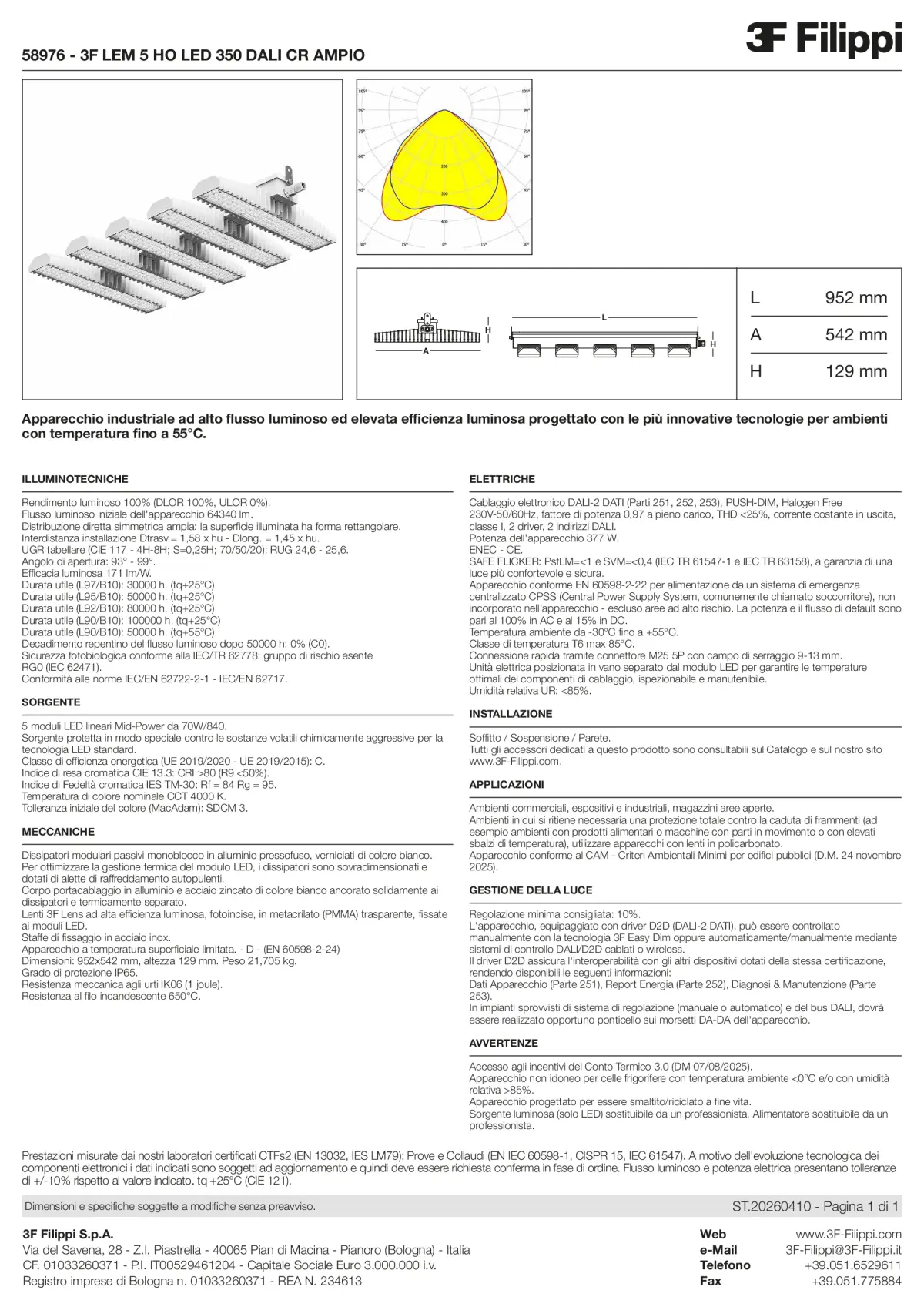 58976 - 3F LEM 5 HO LED 350 DALI CR AMPIO - Datasheet - it