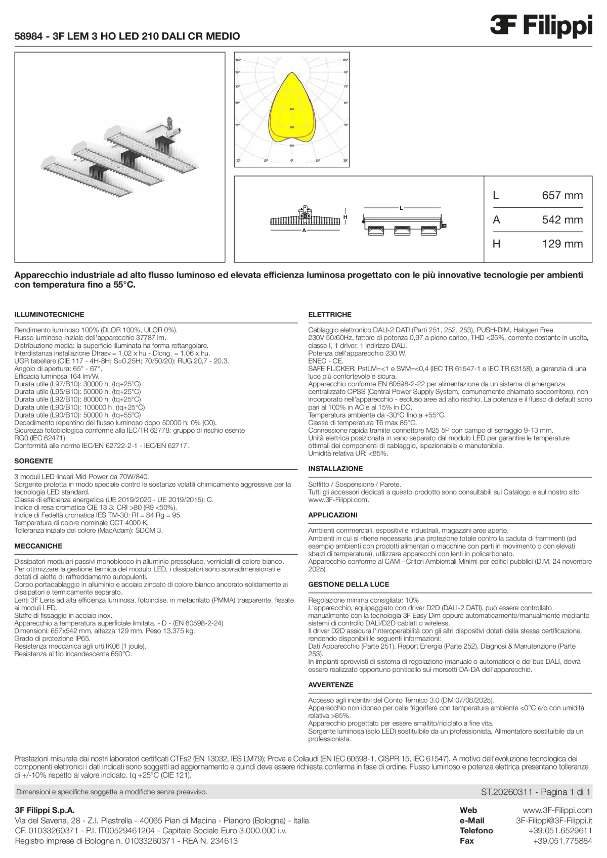58984 - 3F LEM 3 HO LED 210 DALI CR MEDIO - Datasheet - it
