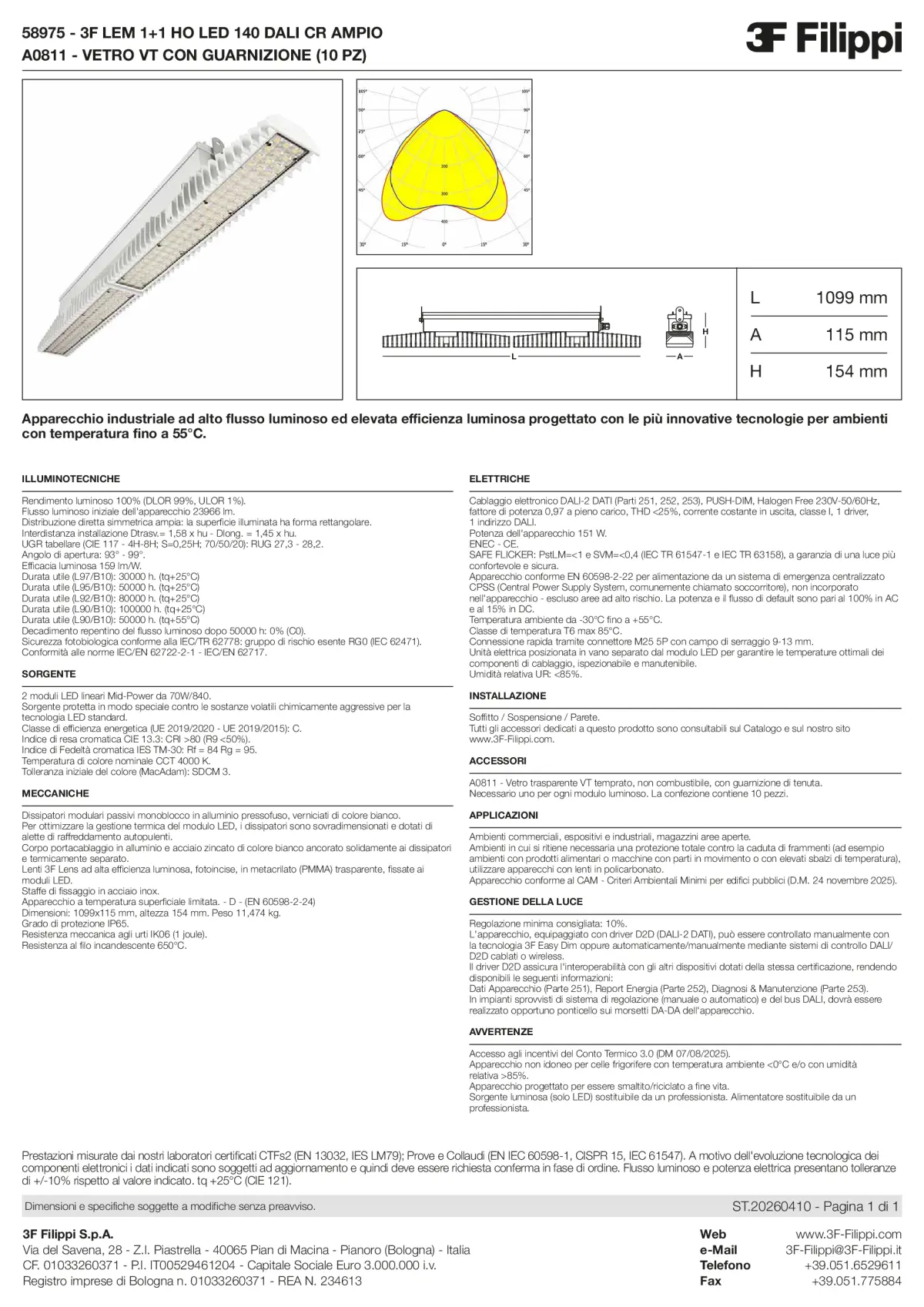 58975+A0811 - 3F LEM 1+1 HO LED 140 DALI CR AMPIO + VT - Datasheet - it