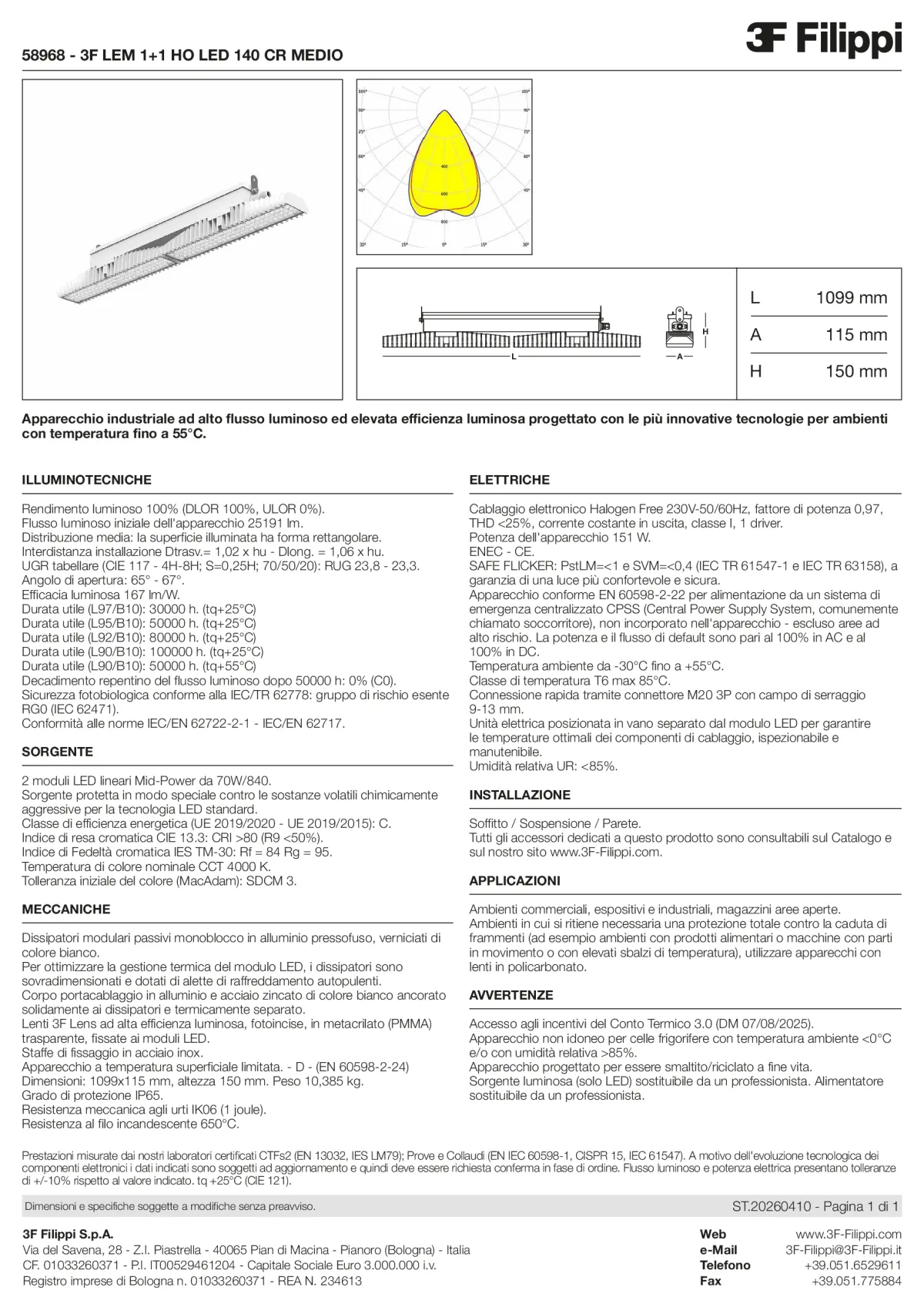 58968 - 3F LEM 1+1 HO LED 140 CR MEDIO - Datasheet - it