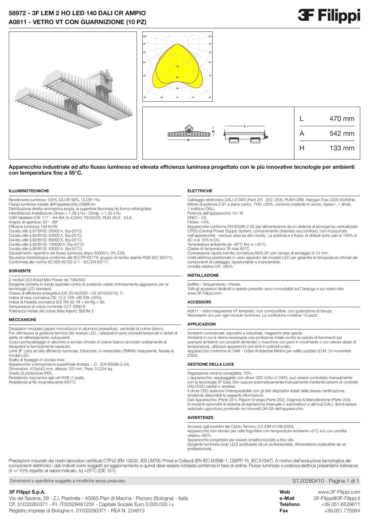 58972+A0811 - 3F LEM 2 HO LED 140 DALI CR AMPIO + VT - Datasheet - it
