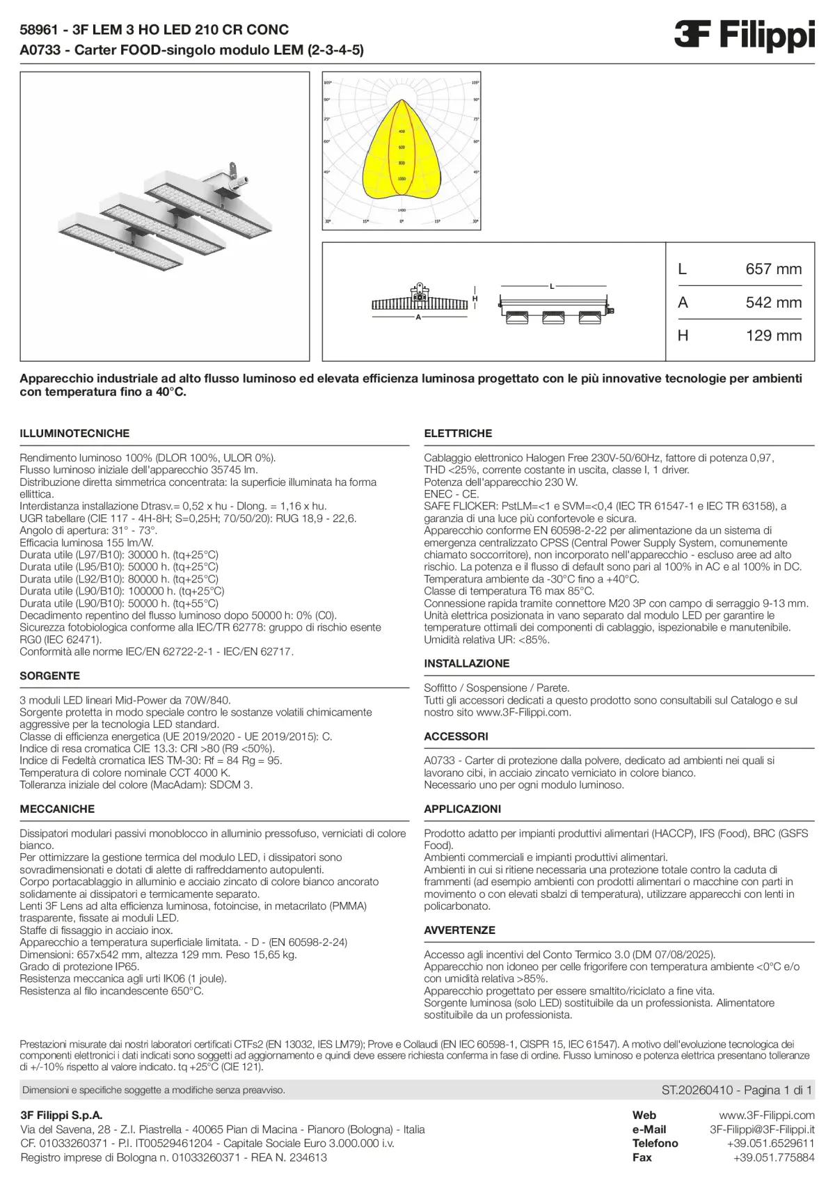58961+A0733 - 3F LEM 3 HO LED 210 CR CONC + FOOD - Datasheet - it