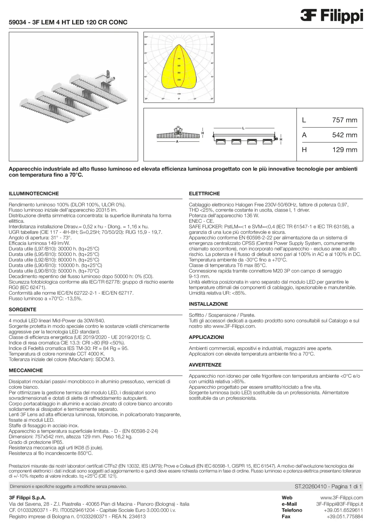 59034 - 3F LEM 4 HT LED 120 CR CONC - Datasheet - it