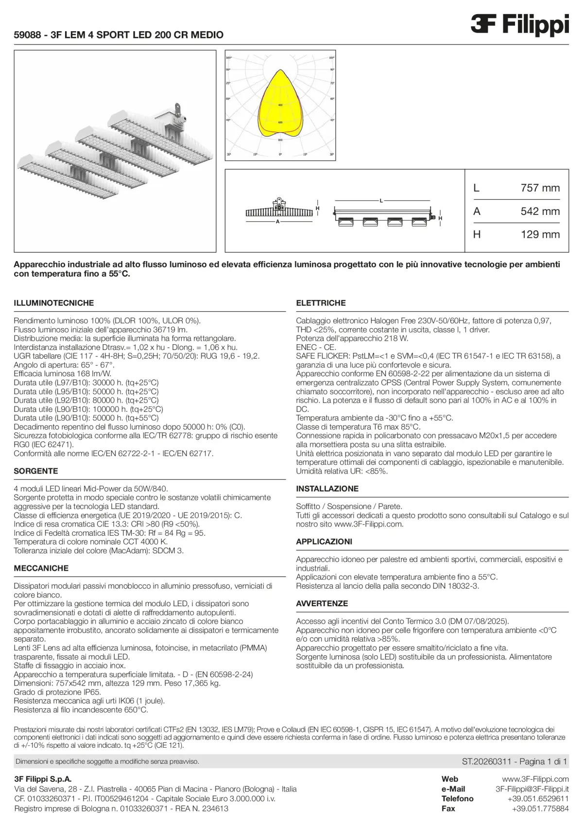 59088 - 3F LEM 4 SPORT LED 200 CR MEDIO - Datasheet - it