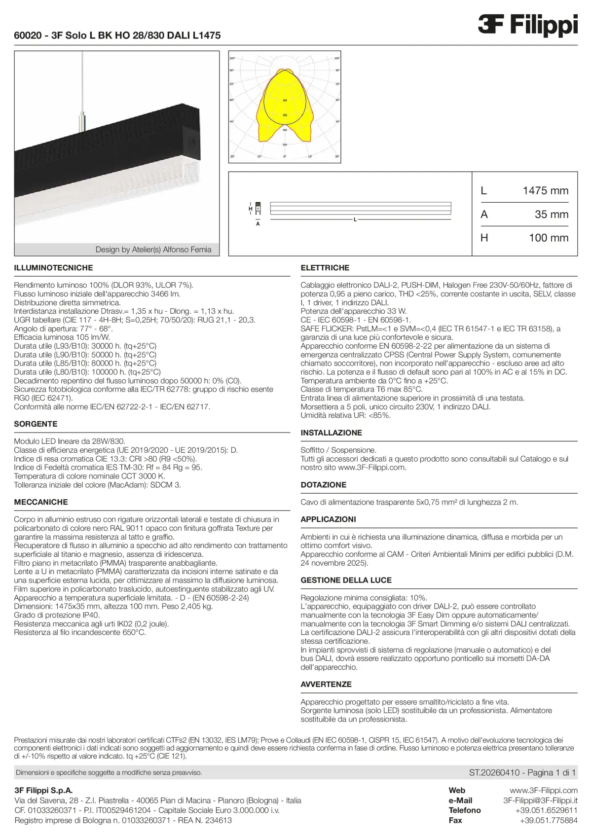 60020 - 3F Solo L BK HO 28-830 DALI L1475 - Datasheet - it