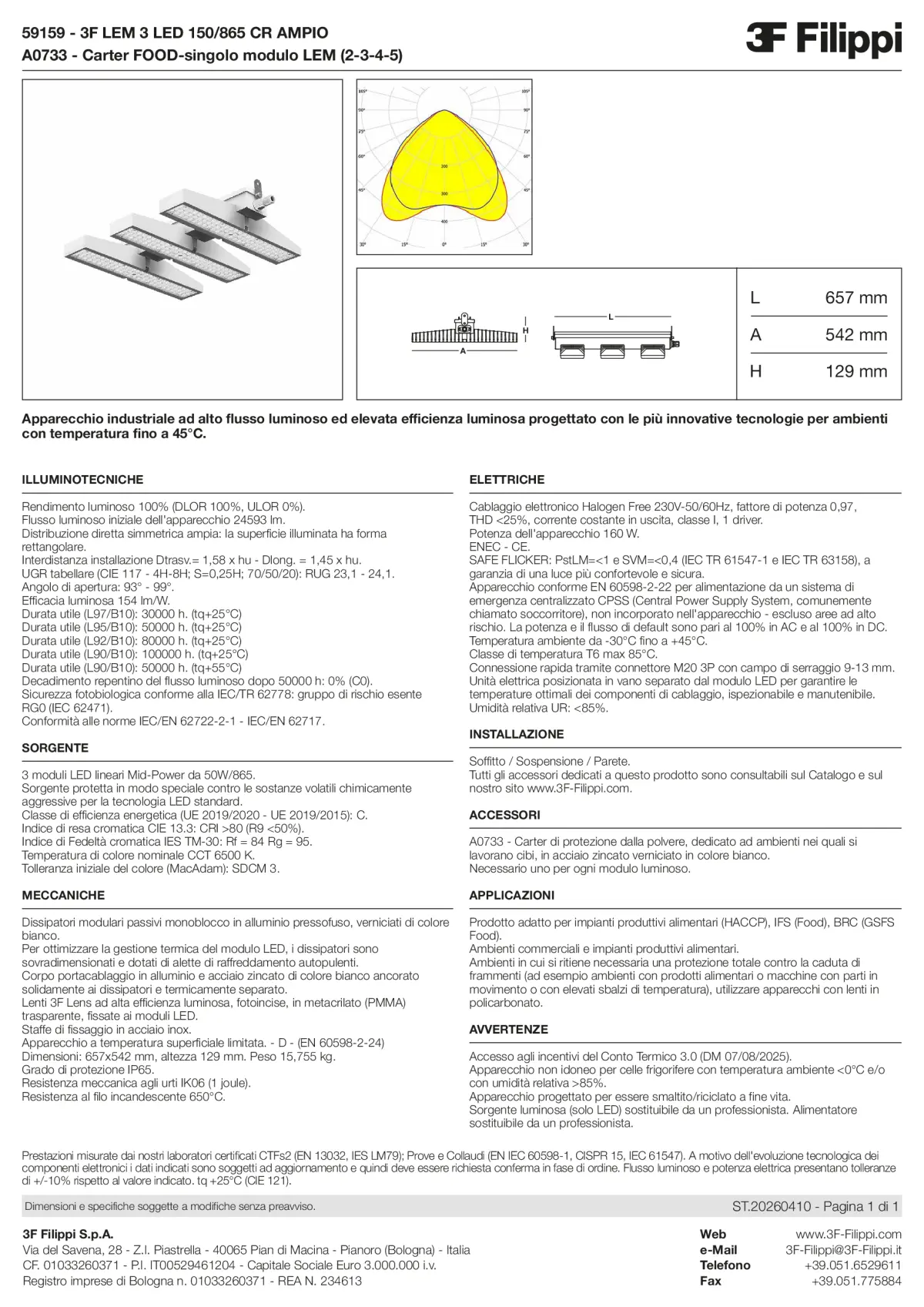 59159+A0733 - 3F LEM 3 LED 150-865 CR AMPIO + FOOD - Datasheet - it