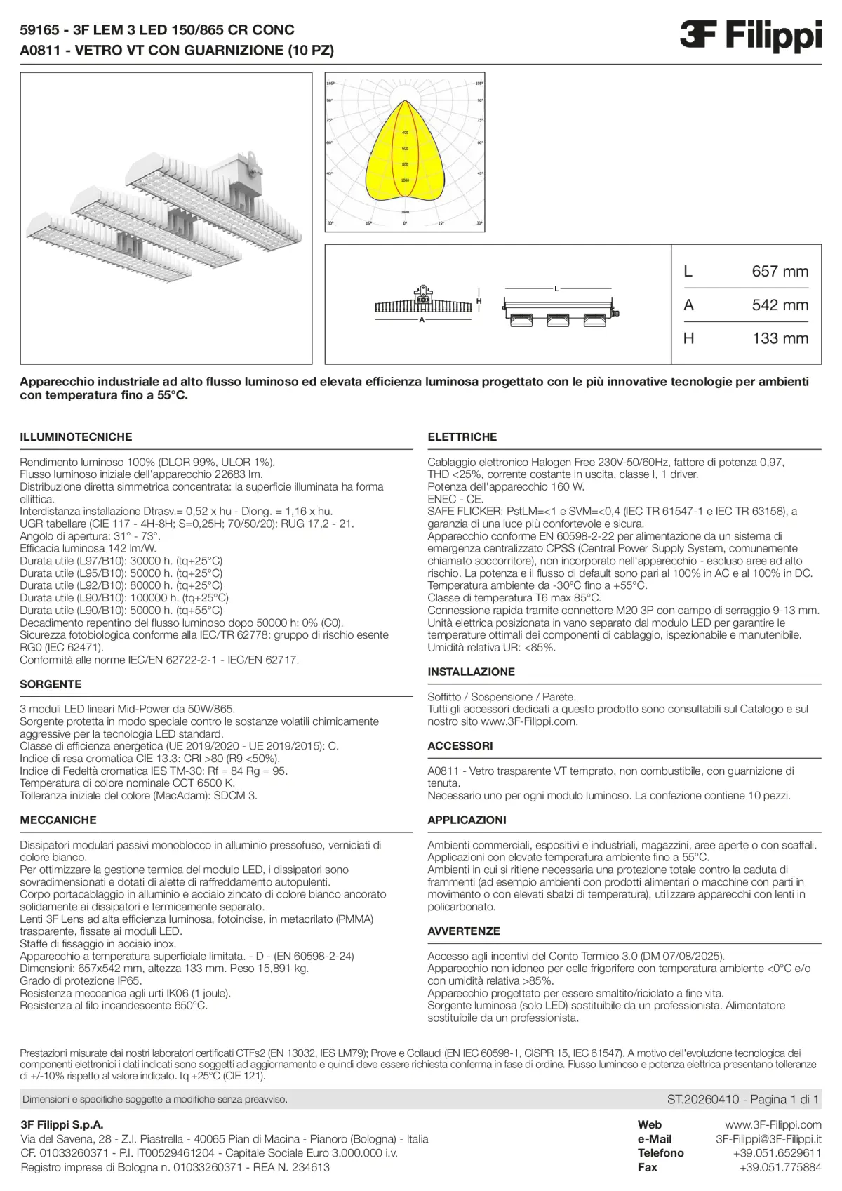 59165+A0811 - 3F LEM 3 LED 150-865 CR CONC + VT - Datasheet - it