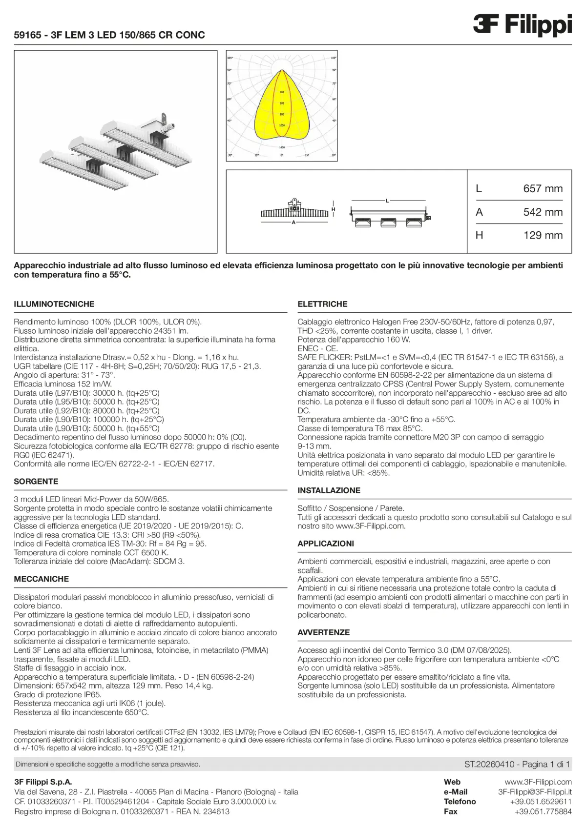 59165 - 3F LEM 3 LED 150-865 CR CONC - Datasheet - it